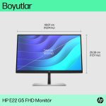 HP E22 G5 Monitor () 21.5″ Ips Lcd 1920×1080 5ms 1000:1 Tilt Pivot Dp Hdmi 3yr Warranty (6N4E8AA)