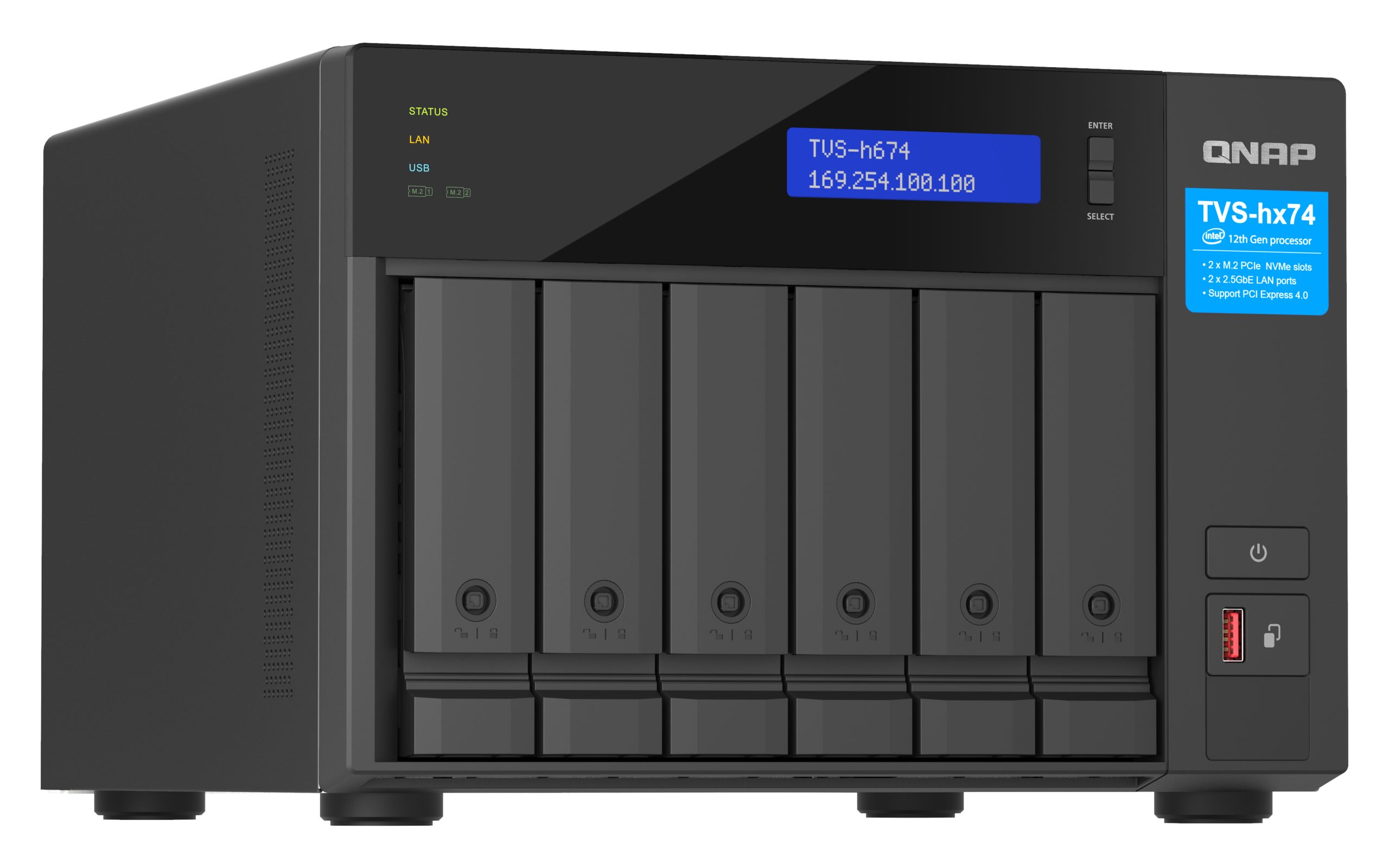 QNAP TVS-h674-i5-32G,6-bay QuTS hero NAS, Intel Core i5-12400 6-core/12-thread, up to 4.6GHz, 32GB SO-DIMM DDR4(max.128GB), 6 x 2.5"/3.5" SATA HDD/SSD, 3 Yrs - Image 2