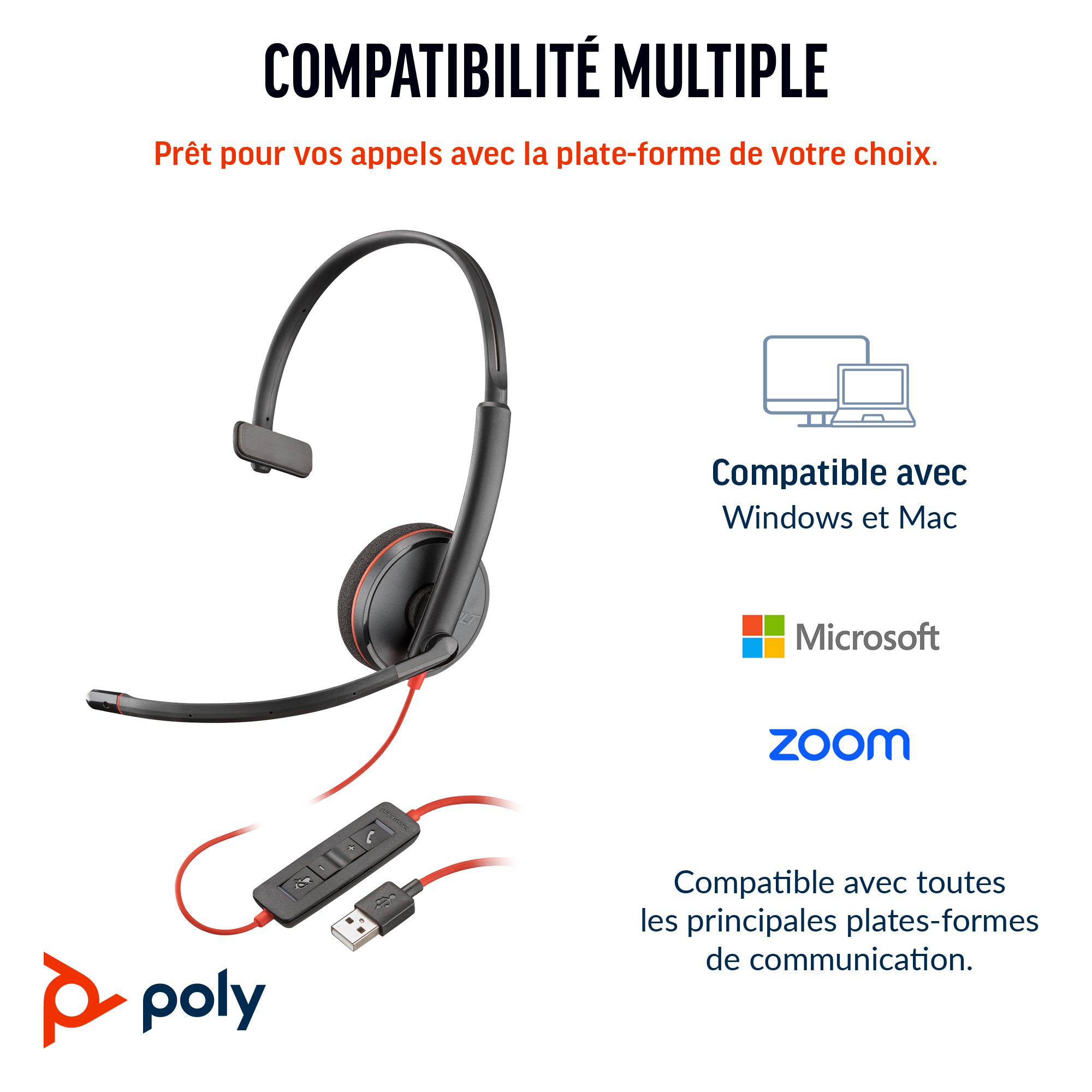 Poly BW 3210 Mono USB-C HS +USB-C/A - Image 2