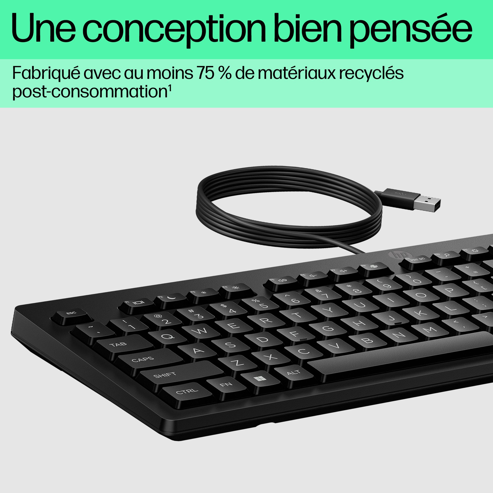 HP 125 Wired Keyboard - Compatible with Windows 10, Desktop PC, Laptop, Notebook USB Plug and Play Connectivity, Easy Cleaning 1YR WTY - Image 8