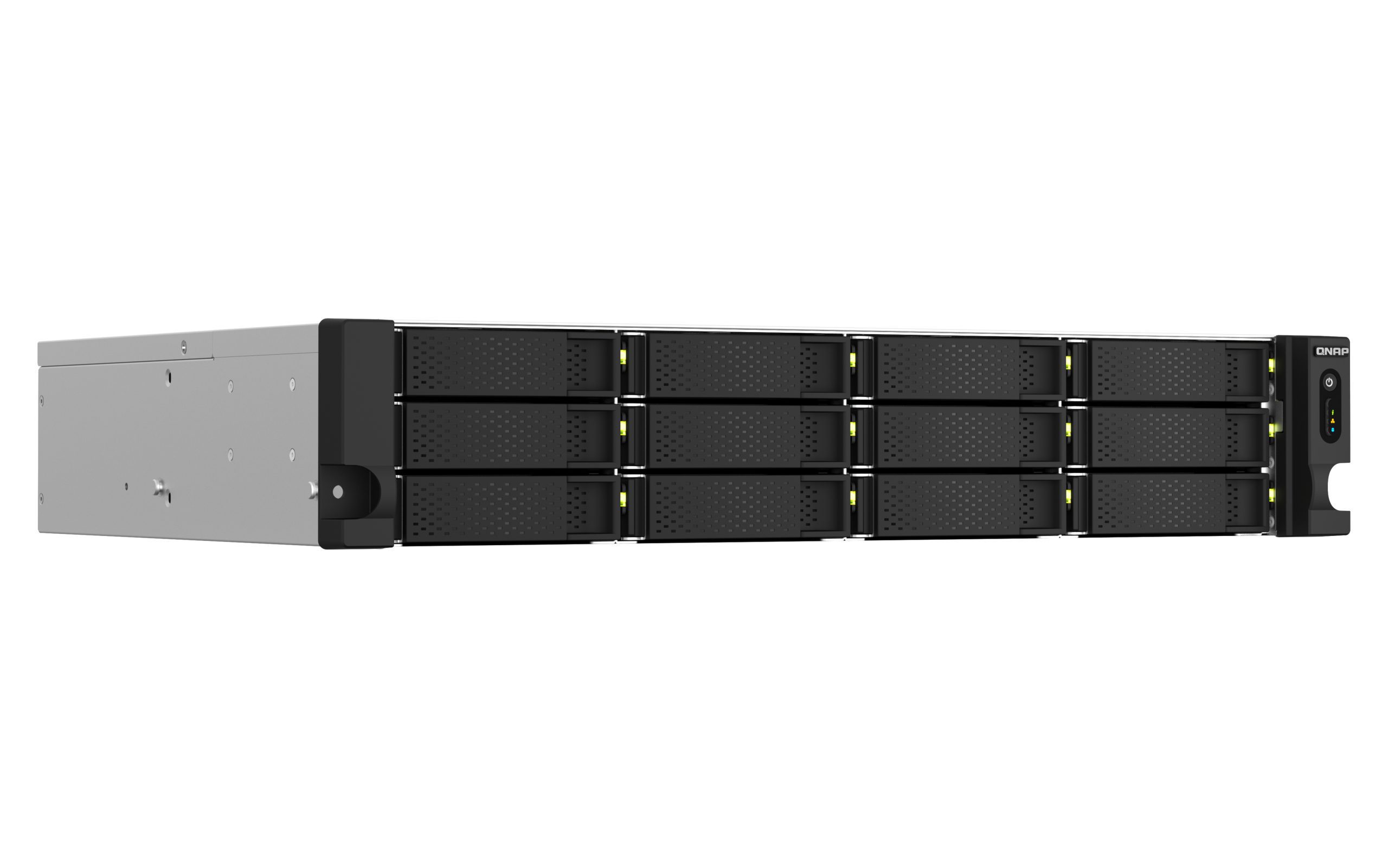 QNAP TS-1264U-RP-8G,2U 12-Bay rackmount NAS, Intel Celeron N5095 quad-core, 8 GB onboard not expandable, 12 x 3.5"/2.5" SATA 6Gb/s drive bays, 2 x 2.5GbE, 3 Yrs - Image 2
