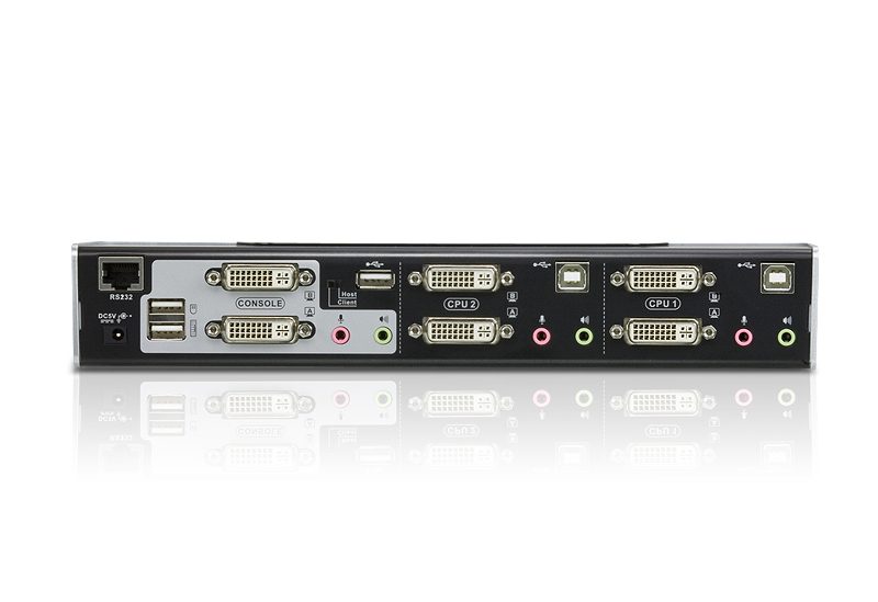 Aten Desktop KVMP Switch 2 Port Dual Display DVI Dual Link w/ audio, 2x Custom KVM Cables Included, 2x USB Port, Selection Via Front Panel - Image 2