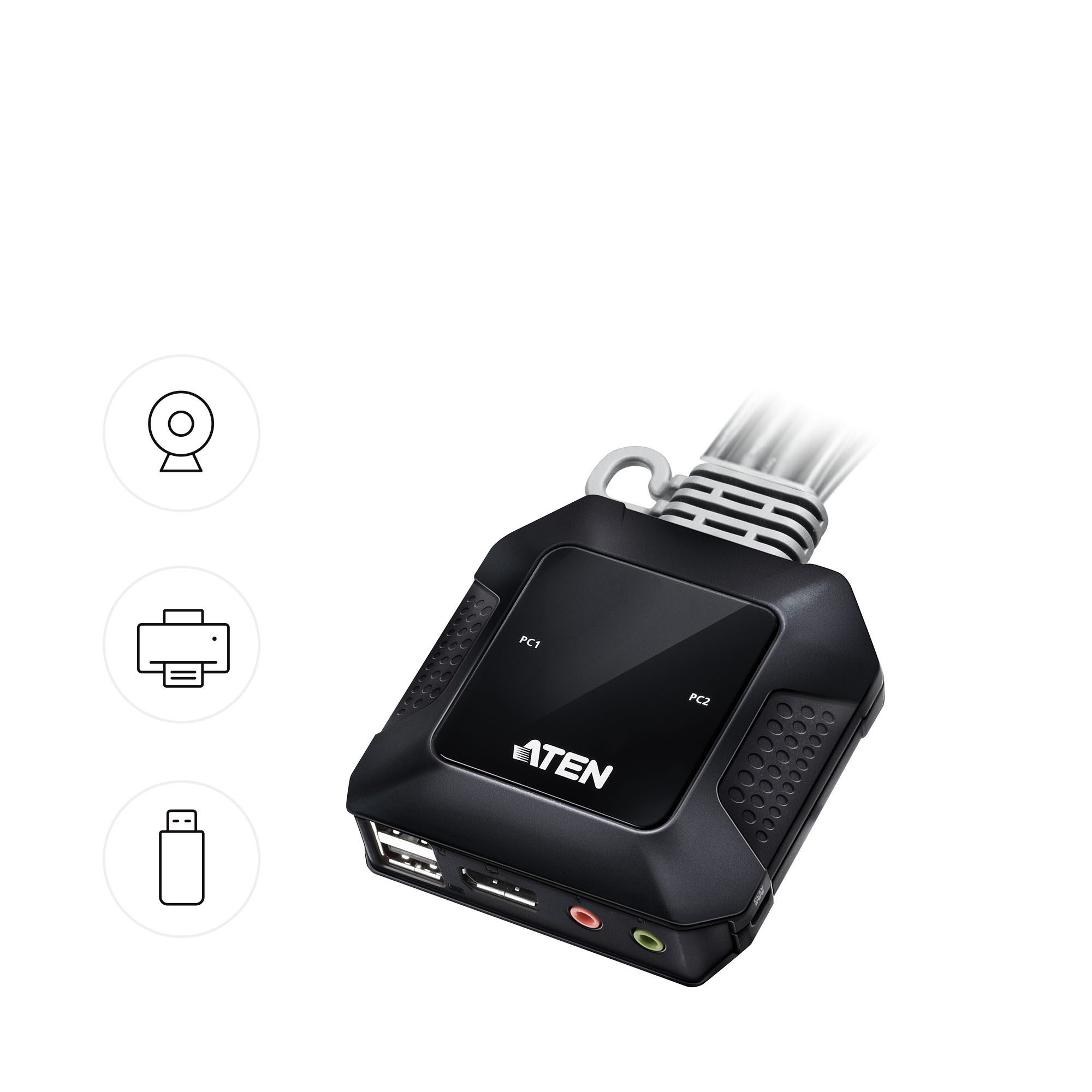 Aten 2-Port USB-C DisplayPort Hybrid Cable KVM Switch - Image 4