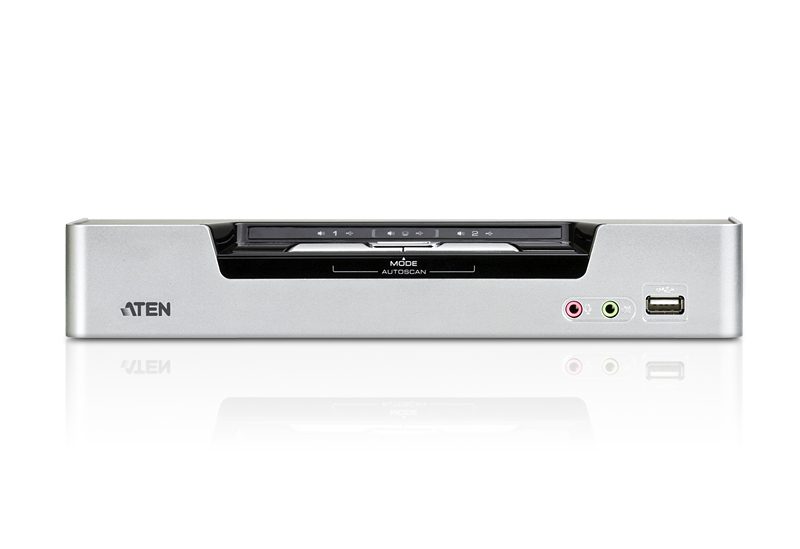 Aten Desktop KVMP Switch 2 Port Dual Display DVI Dual Link w/ audio, 2x Custom KVM Cables Included, 2x USB Port, Selection Via Front Panel - Image 3