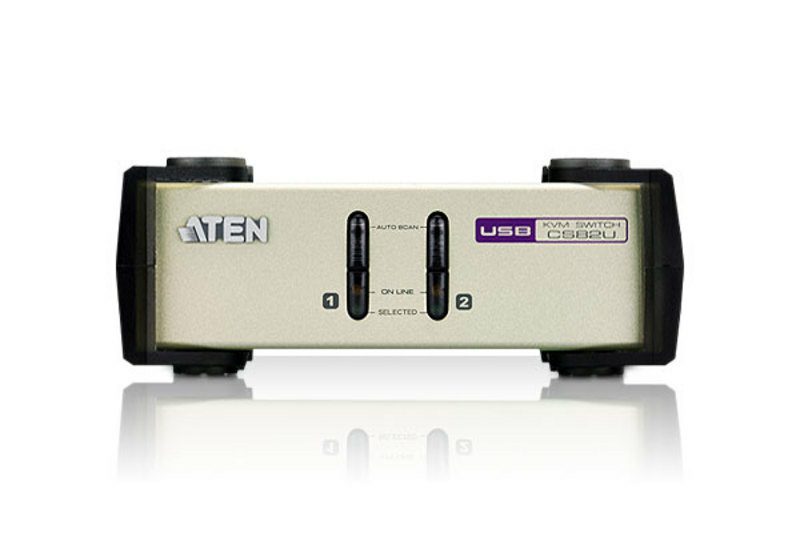 Aten Desktop KVM Switch 2 Port Single Display VGA, Both USB & PS/2 Options, Custom Cables Included, Selection Via Front Panel, - Image 2