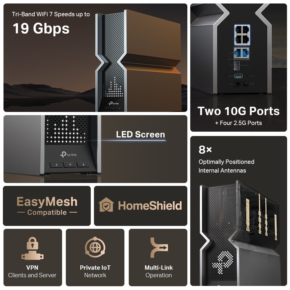 TP-Link BE19000 Tri-Band Wi-Fi 7 Router (Archer BE800) - Image 2