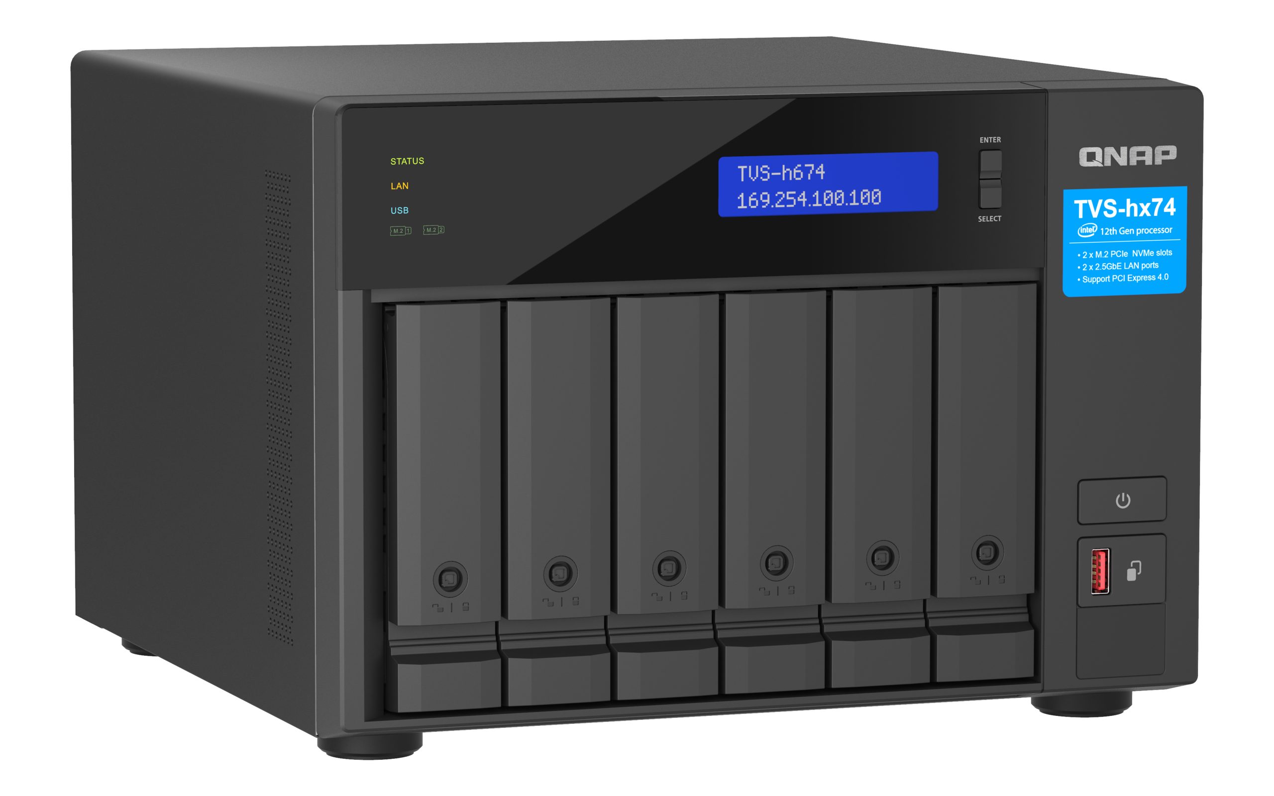 QNAP TVS-h674-i5-32G,6-bay QuTS hero NAS, Intel Core i5-12400 6-core/12-thread, up to 4.6GHz, 32GB SO-DIMM DDR4(max.128GB), 6 x 2.5"/3.5" SATA HDD/SSD, 3 Yrs - Image 3