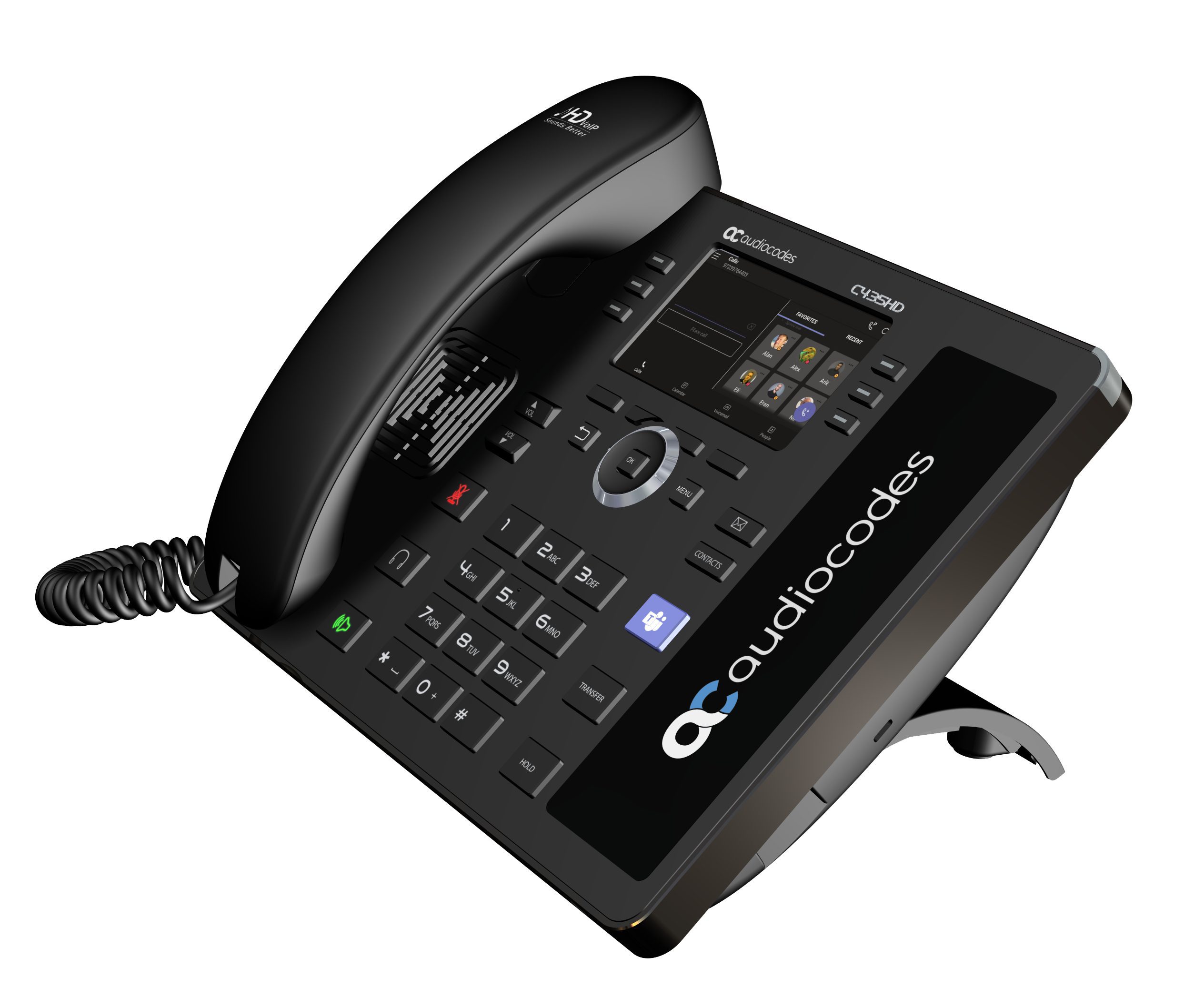AUDIOCODES TEAMS C435HD-R IP POE PHONE, 4.3" LCD, BLACK WITHEXT PSU - Image 2