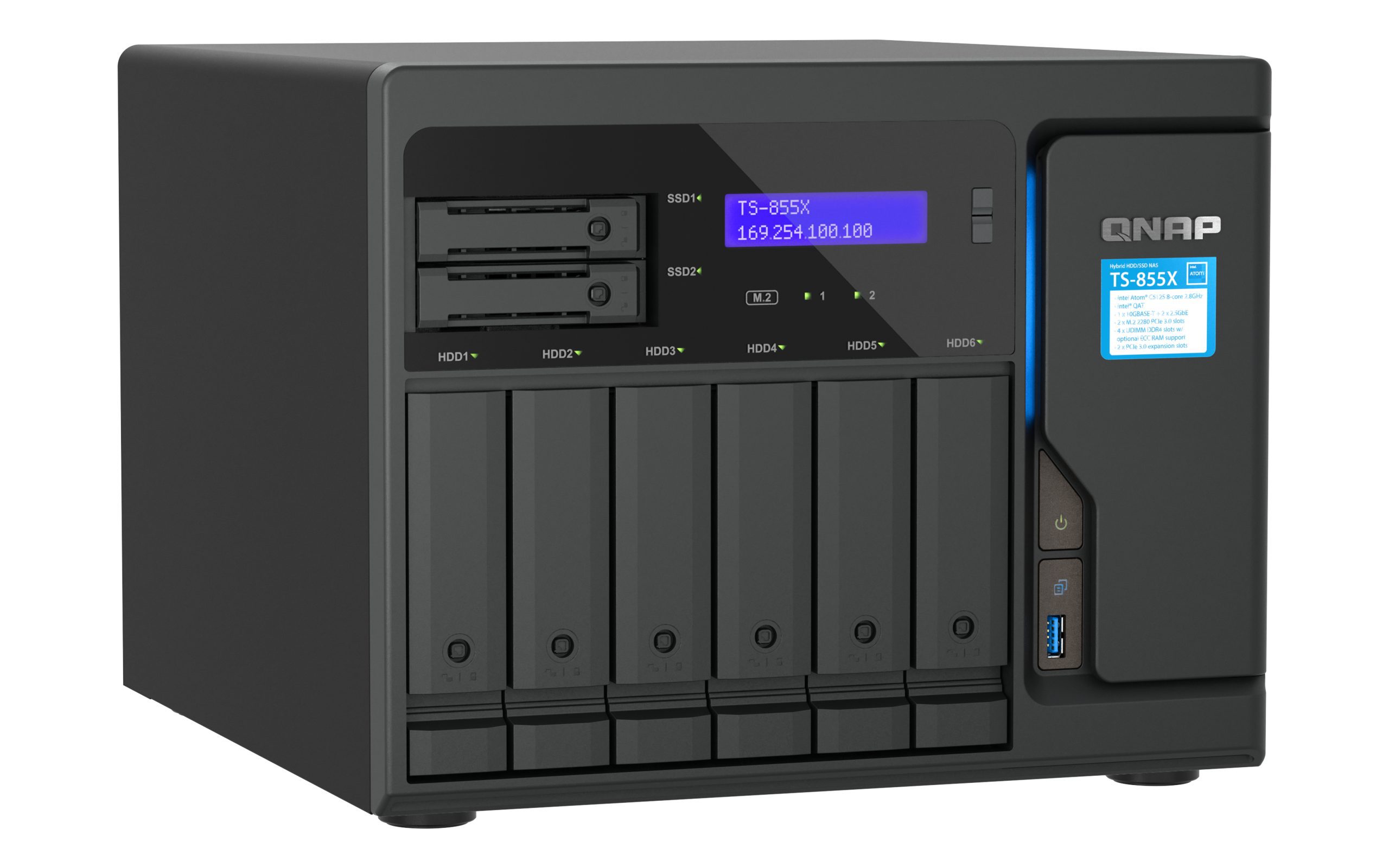 QNAP TS-855X-8G, 8-Bay NAS, Intel Atom C5125 8-core processor, 2.8GHz, 8 GB SODIMM DDR4 (1x 8 GB), 1 x 10Gbe/2 x2.5Gbe, PCIe, 2 Yrs WTY - Image 2