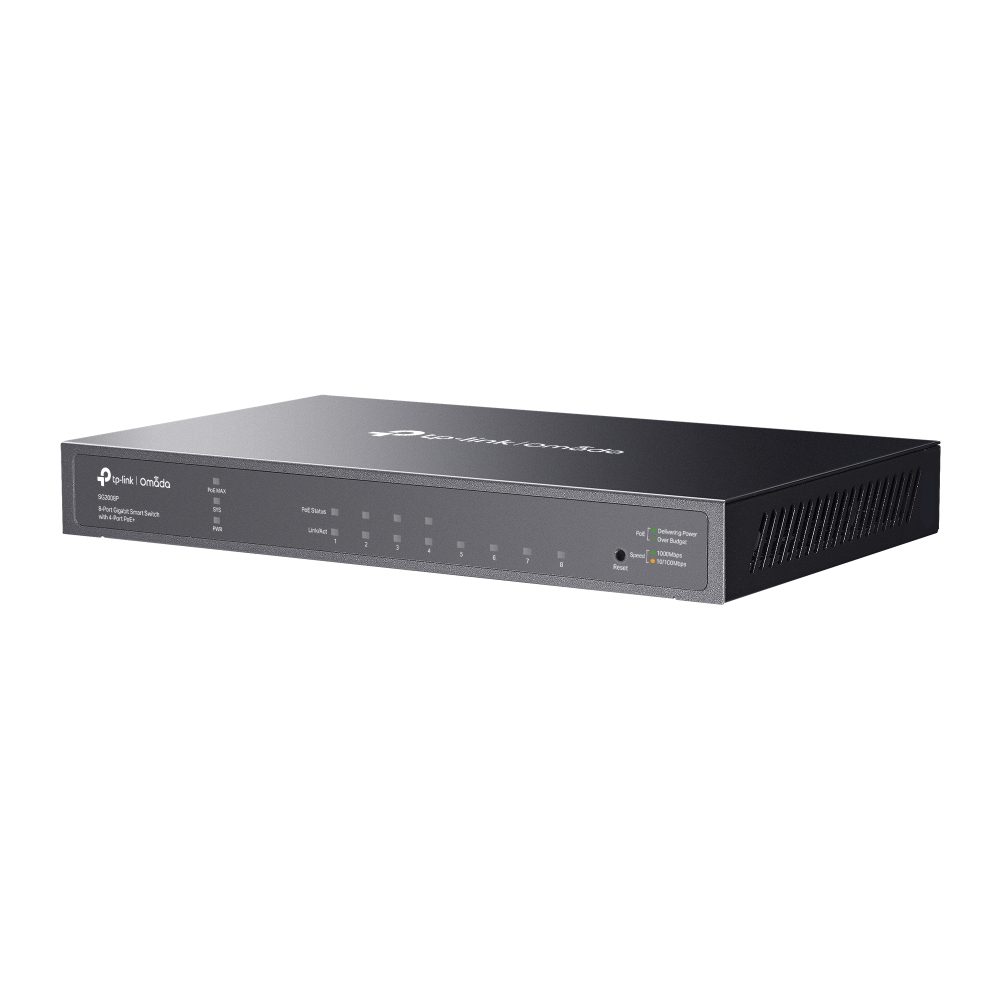 TP-Link SG2008P JetStream 8-Port Gigabit Smart Switch with 4-Port PoE+ Fanless Support Omada SDN, 802.1p CoS/DSCP QOS and IGMP Snooping - Image 3