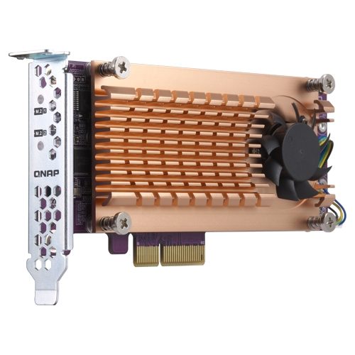 Qnap- Dual M.2 22110/2280 SATA SSD expansion card (PCIe Gen2 x2), Low-profile bracket pre-loaded, Low-profile flat and Full-height are bundled - Image 2