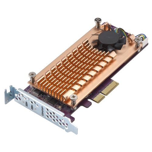 Qnap- Dual M.2 22110/2280 SATA SSD expansion card (PCIe Gen2 x2), Low-profile bracket pre-loaded, Low-profile flat and Full-height are bundled - Image 4