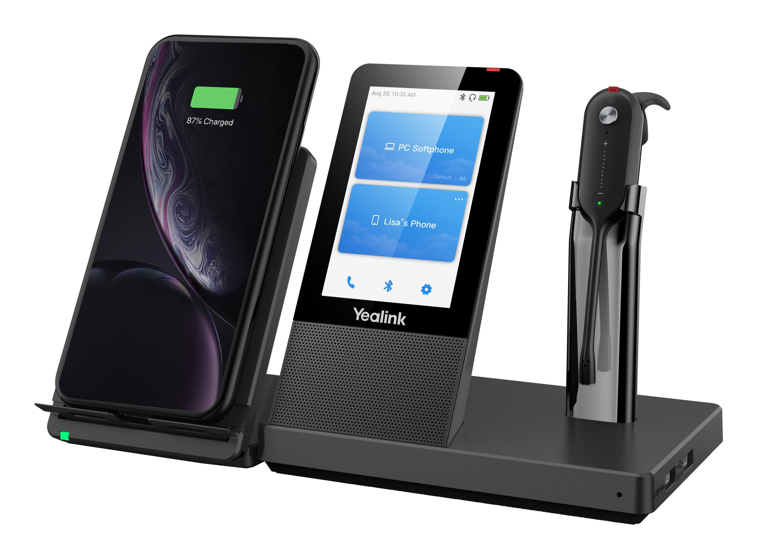 YEALINK DECT WIRELESS (WH67) UC CONVERTIBLE HEADSET , 4" TOUCH SCREEN BASE , SPEAKERPHONE - Image 3