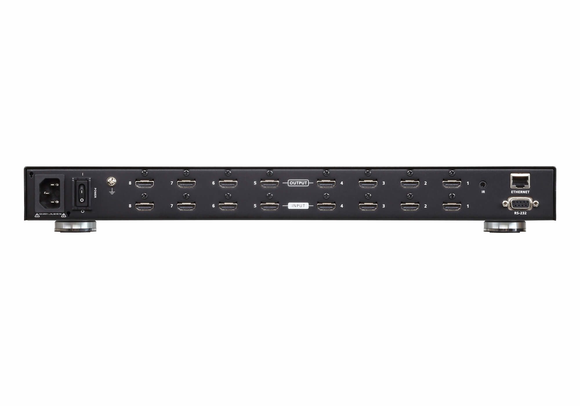 Aten 8x8 True 4K HDMI Matrix Switch, control via pushbutton, IR, RS232 and Ethernet connections, HDCP 2.2 compatible, supports 4096 x 2160 @ 60 HZ - Image 3