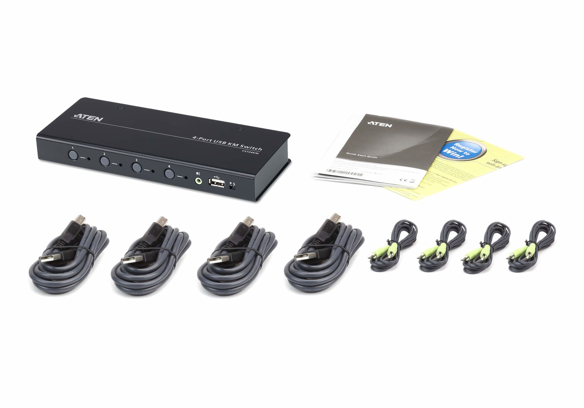 Aten KM Switch 4 Port USB Boundless Switching w/ Audio, Cables Included, Daisy Chain Up to 2 (8 Computers Total) - Image 5