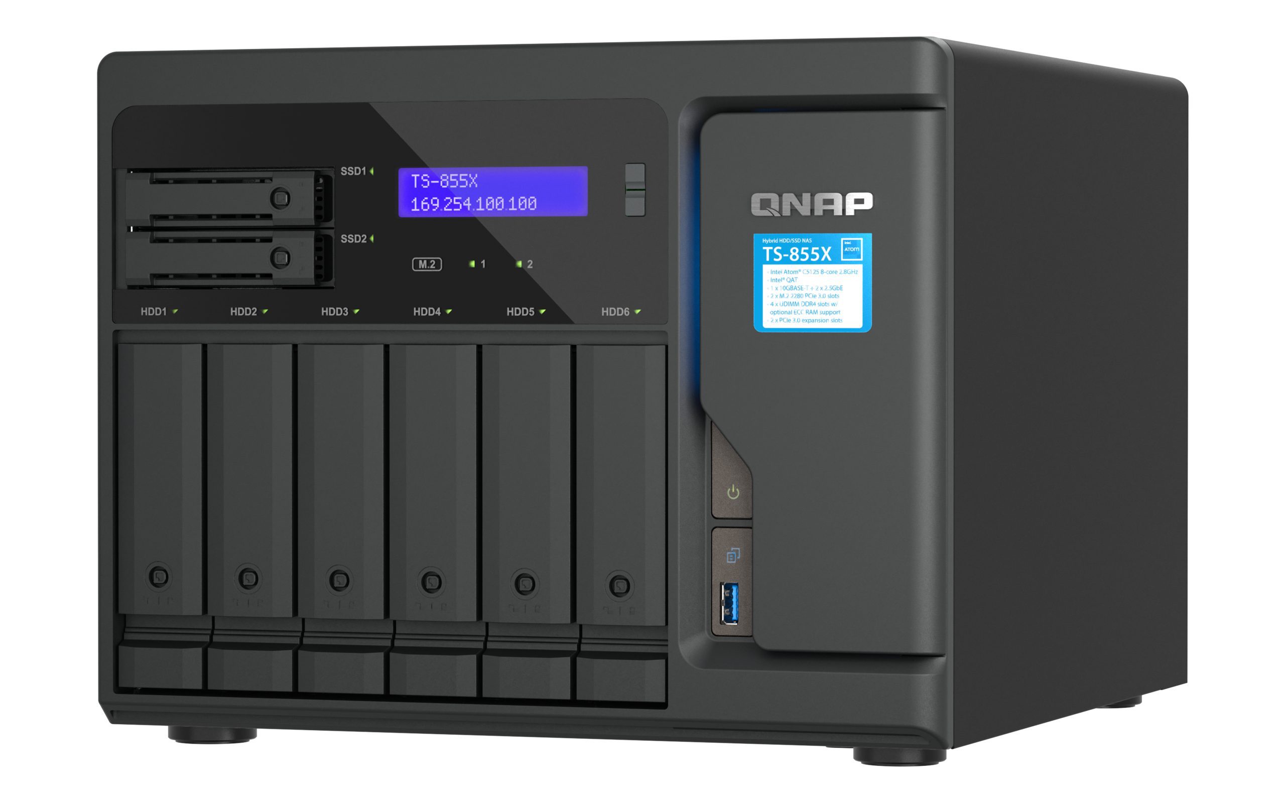 QNAP TS-855X-8G, 8-Bay NAS, Intel Atom C5125 8-core processor, 2.8GHz, 8 GB SODIMM DDR4 (1x 8 GB), 1 x 10Gbe/2 x2.5Gbe, PCIe, 2 Yrs WTY - Image 3