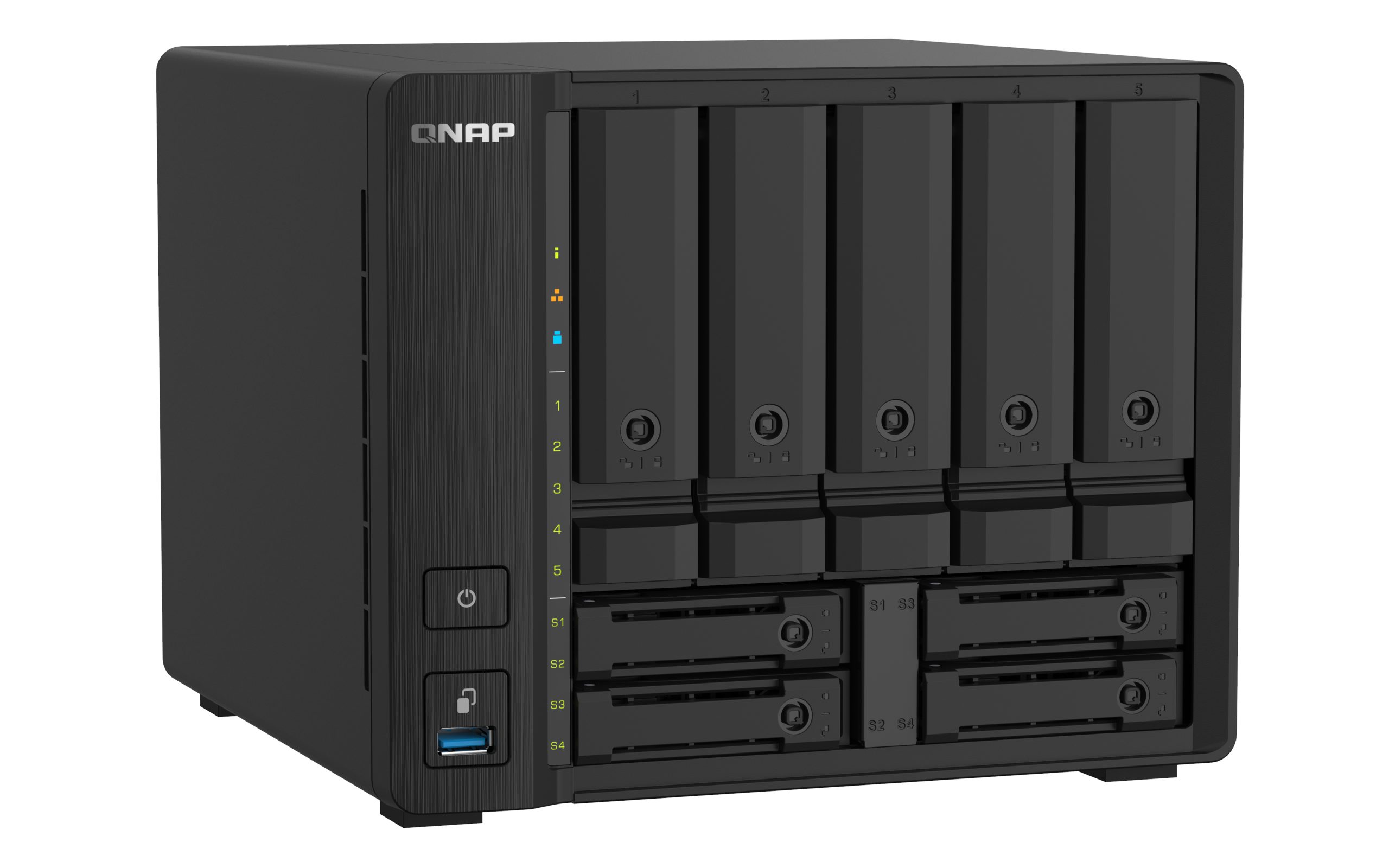 QNAP TS-932PX-4G 9-Bay NAS,AL324 64-bit quad-core 1.7GHz, 4GB DDR4 SODIMM RAM (1 RAM slot, max 16GB), 5x 3.5" and 4x 2.5" drive slots, 2x 10GbE SFP+ LAN, 2 Yr - Image 4