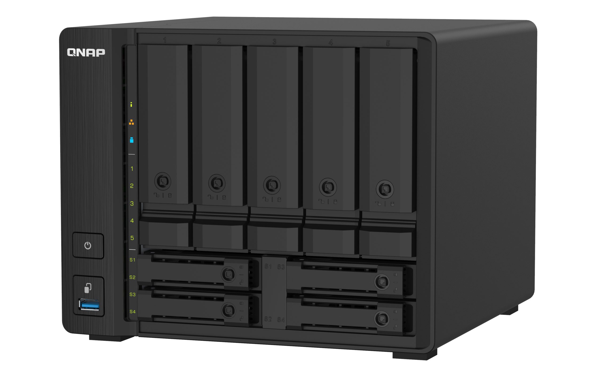 QNAP TS-932PX-4G 9-Bay NAS,AL324 64-bit quad-core 1.7GHz, 4GB DDR4 SODIMM RAM (1 RAM slot, max 16GB), 5x 3.5" and 4x 2.5" drive slots, 2x 10GbE SFP+ LAN, 2 Yr - Image 5