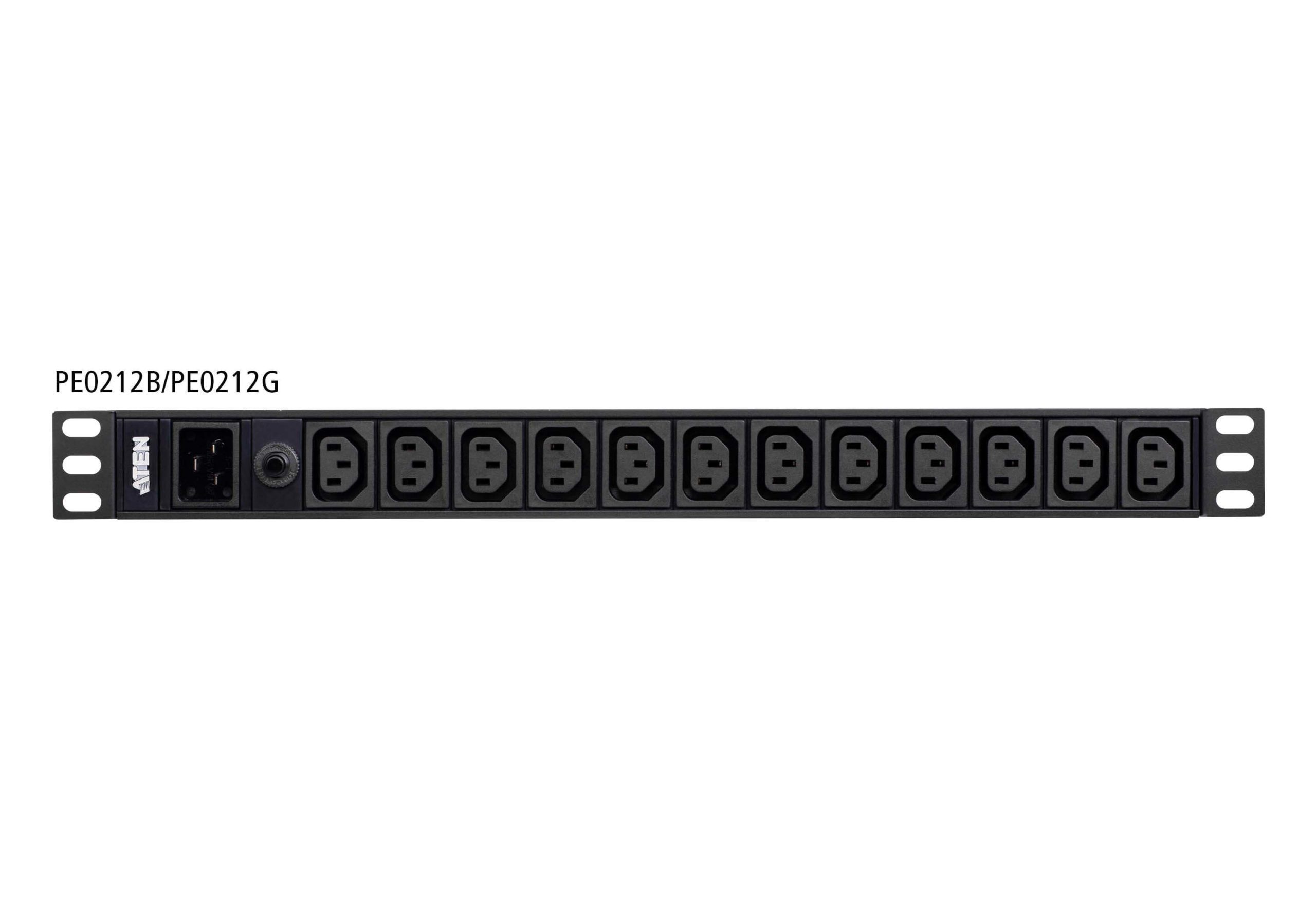 Aten 12-Port 15A Power Distriubiton Unit - Basic PDU, 1U Rackmount Design 12x C13, Overload protection - Image 2