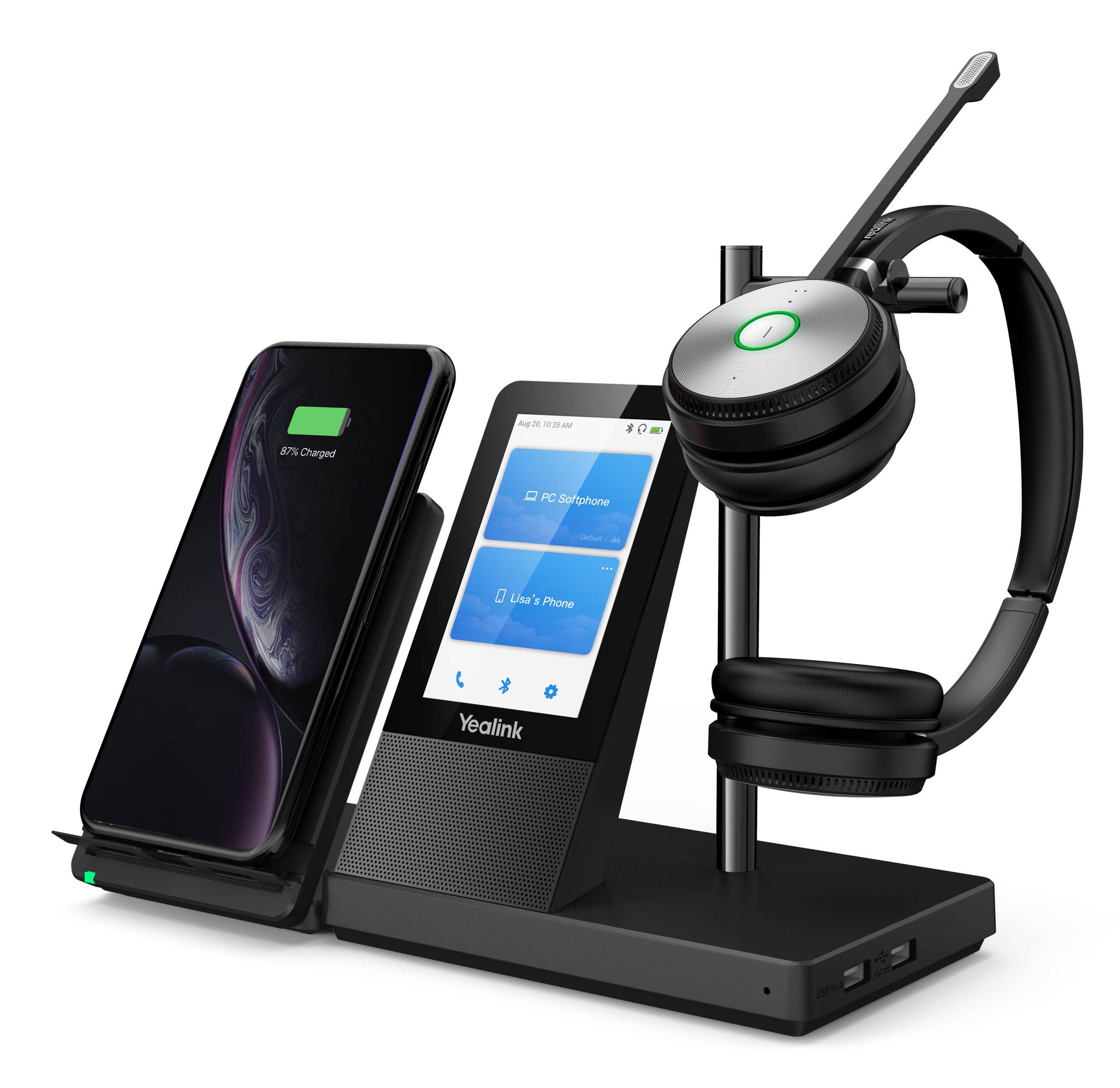YEALINK DECT WIRELESS (WH66) UC DUAL HEADSET , 4" TOUCH SCREEN BASE , SPEAKERPHONE - Image 2