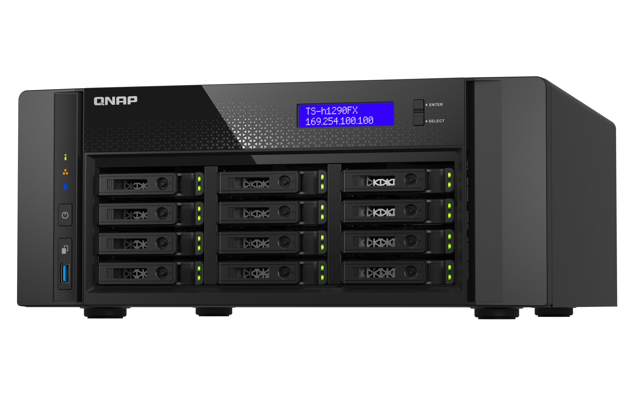 QNAP TS-h1290FX-7302P-128G, 12-Bay U.2 NVMe PCIe Gen4 x4 all-flash desktop NAS, AMD EPYC 7302P, 12 x 2.5" U.2 NVMe / SATA SSD bays, 128GB RDIMM RAM, 5 Yrs WTY - Image 3