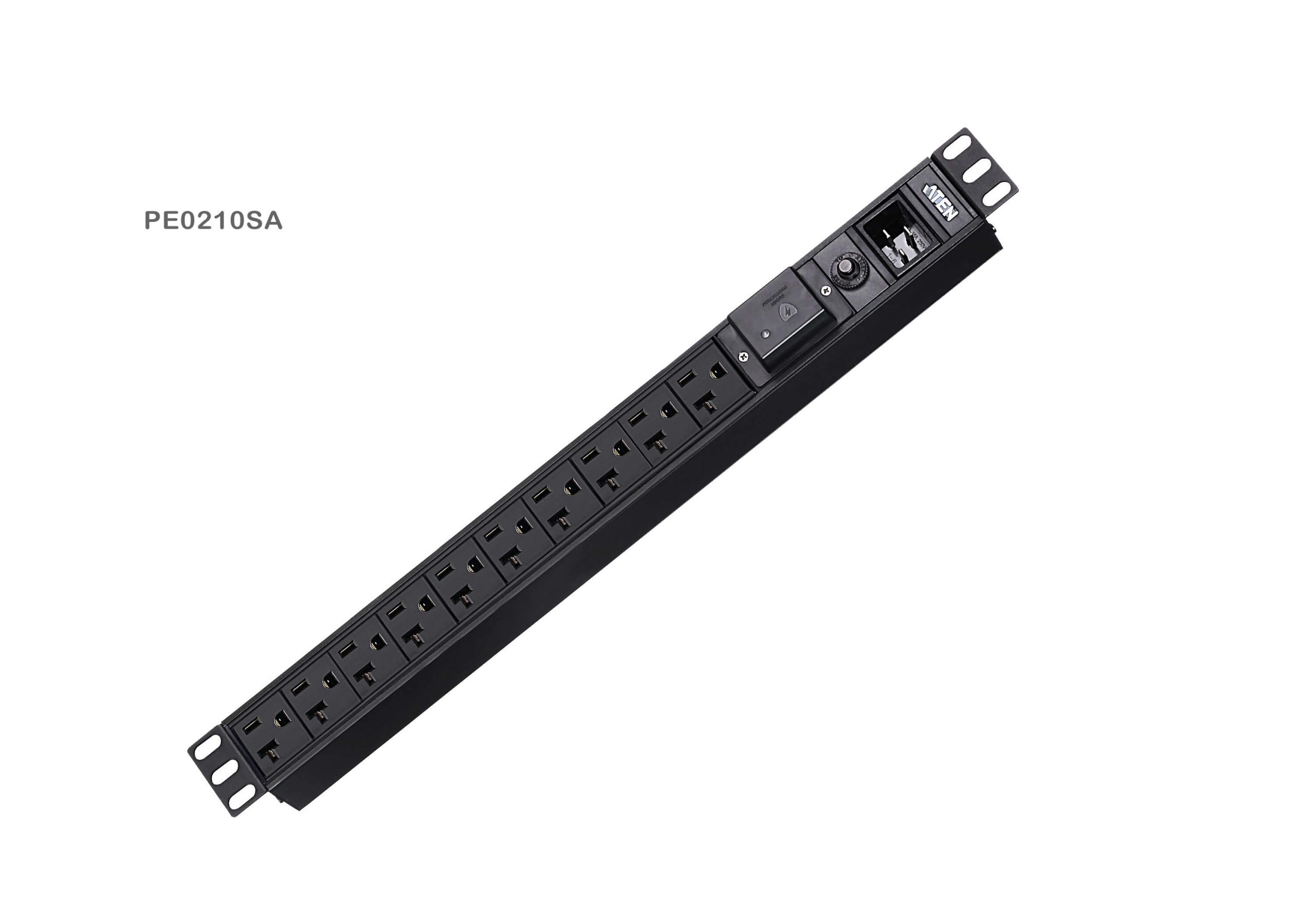 Aten 10-Port 15A Power Distrubition Unit - Basic PDU, 1U Rack Mount Design, 10x C13 AC Outputs, Overload protection (PE0210SG) - Image 2