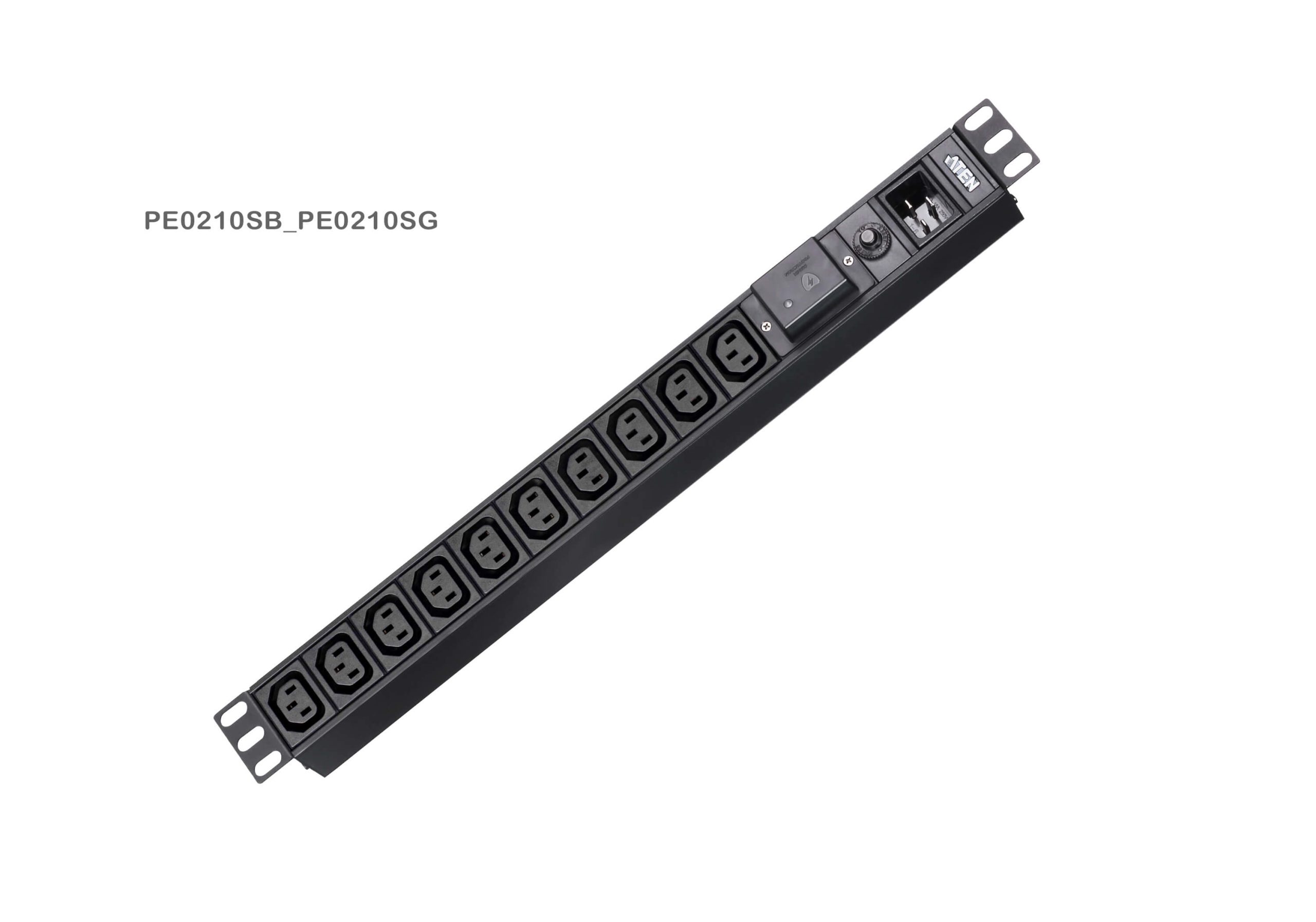 Aten 10-Port 15A Power Distrubition Unit - Basic PDU, 1U Rack Mount Design, 10x C13 AC Outputs, Overload protection (PE0210SG) - Image 3