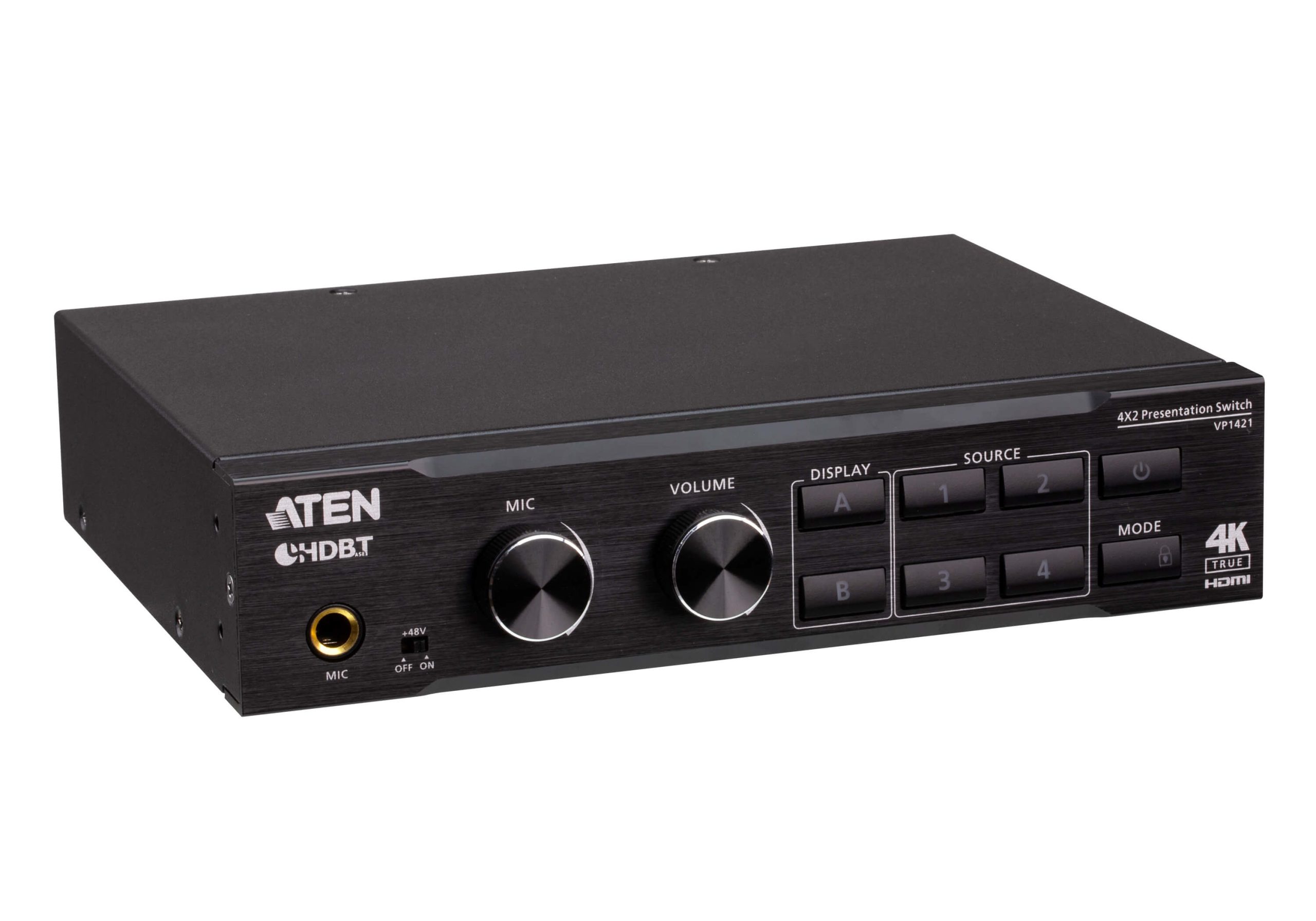 Aten 4x2 True 4K Presentation Matrix Switch with Audio de-embedding, scaling, DSP, HDMI and VGA input with 1 HDMI output, HDBaseT-Lite input and outpu - Image 2