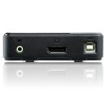 Aten Slim Kvm Switch 2 Port Single Display Displayport W/ Audio, Cables Included, Remote Port Selector (CS782DP-AT)