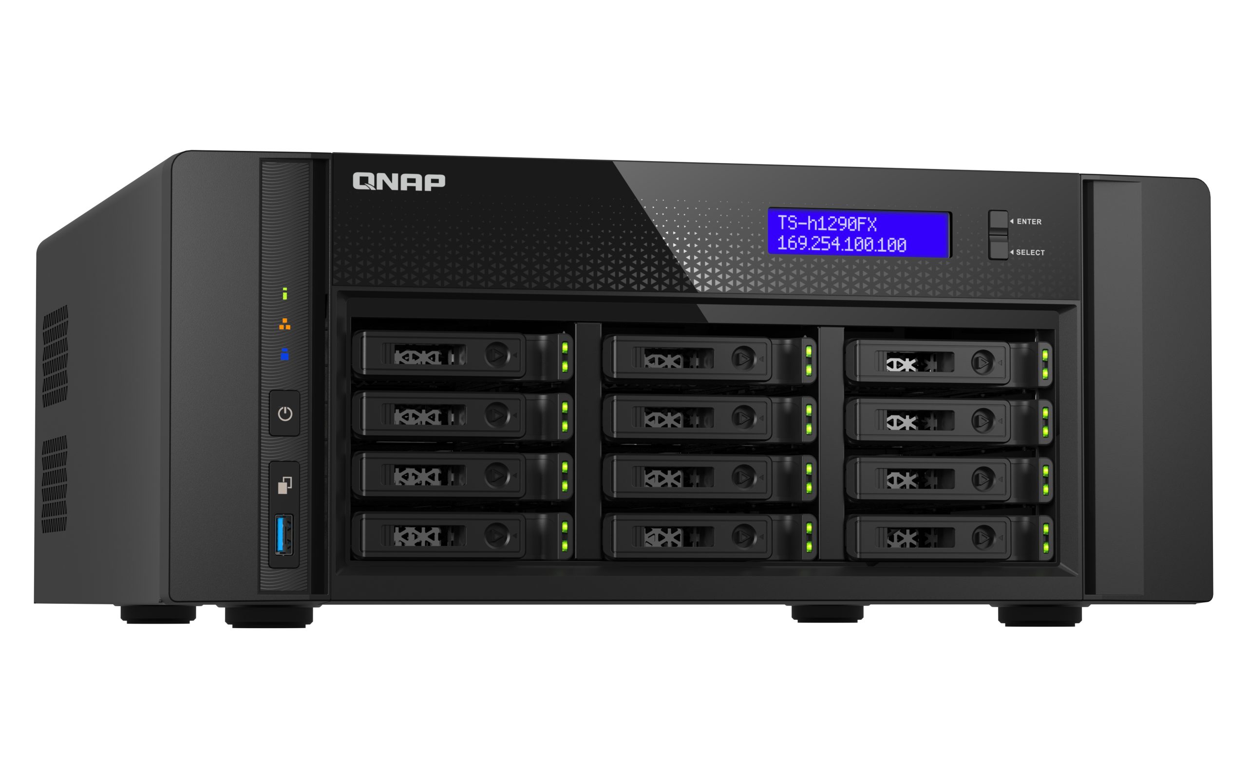 QNAP TS-h1290FX-7302P-128G, 12-Bay U.2 NVMe PCIe Gen4 x4 all-flash desktop NAS, AMD EPYC 7302P, 12 x 2.5" U.2 NVMe / SATA SSD bays, 128GB RDIMM RAM, 5 Yrs WTY - Image 4