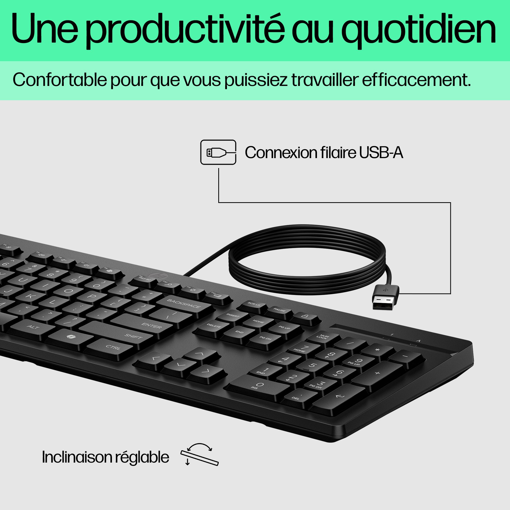 HP 125 Wired Keyboard - Compatible with Windows 10, Desktop PC, Laptop, Notebook USB Plug and Play Connectivity, Easy Cleaning 1YR WTY - Image 16