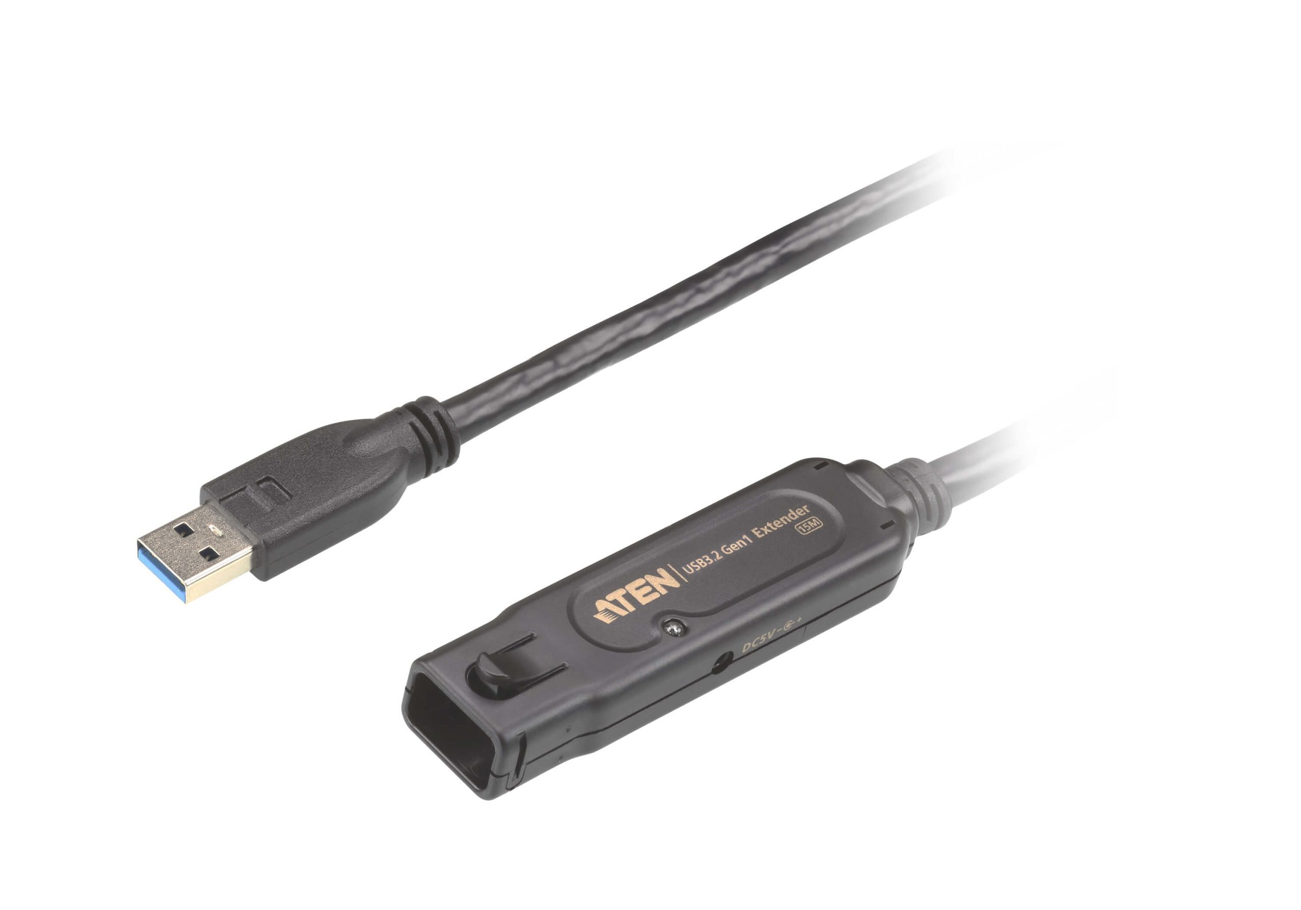 Aten USB 3.2 Gen 1 15m Extender Cable with AC Adapter, support 5 Gbps data-rate, daisy-chain up to 30m, unique locker head design - Image 2