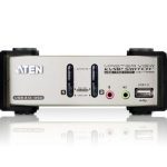 Aten Desktop Kvmp Switch 2 Port Single Display Vga W/ Audio & Osd, 2x Custom Kvm Cables Included, 2x Usb Port, Selection Via Front Panel (CS1732B-AT-U)