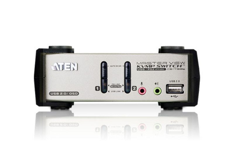Aten Desktop KVMP Switch 2 Port Single Display VGA w/ audio & OSD, 2x Custom KVM Cables Included, 2x USB Port, Selection Via Front Panel - Image 2