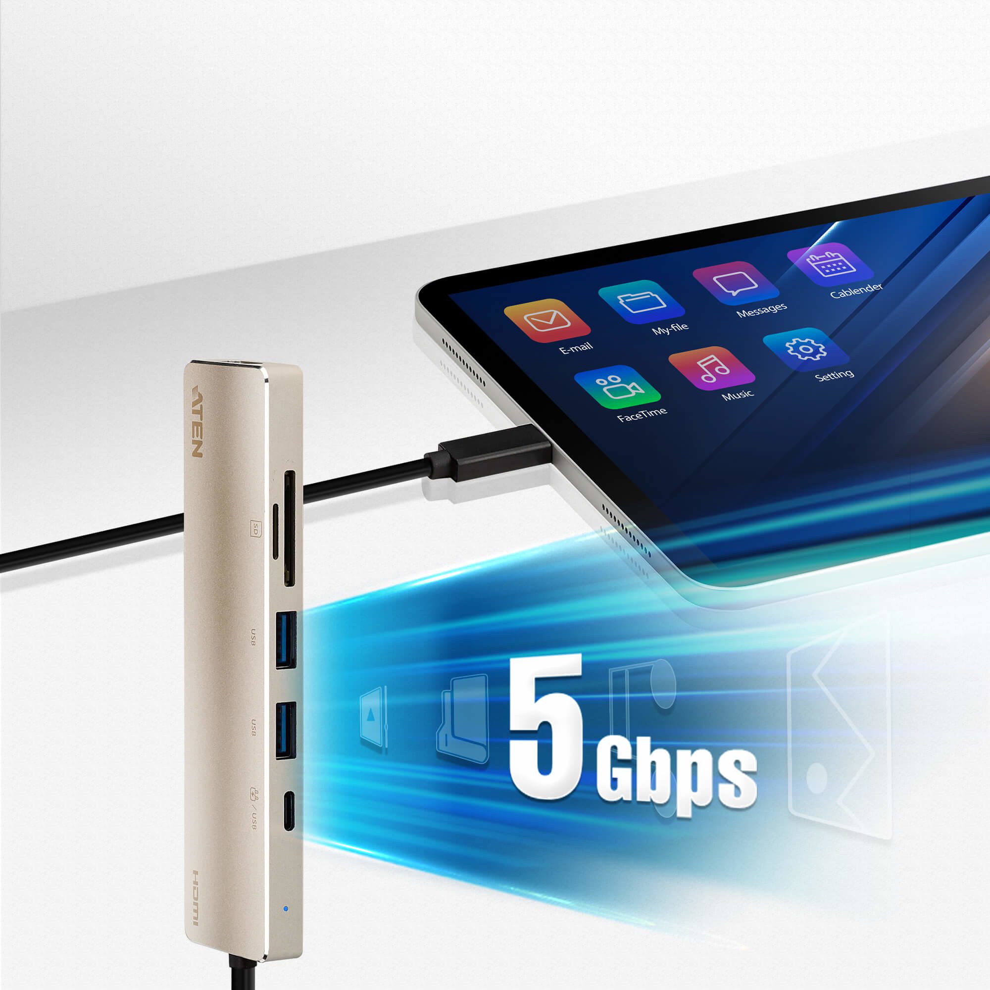 ATEN UH3239-AT USB-C HDMI MULTIPORT MINI-DOCK WITH POWER PASS-THROUGH - Image 5
