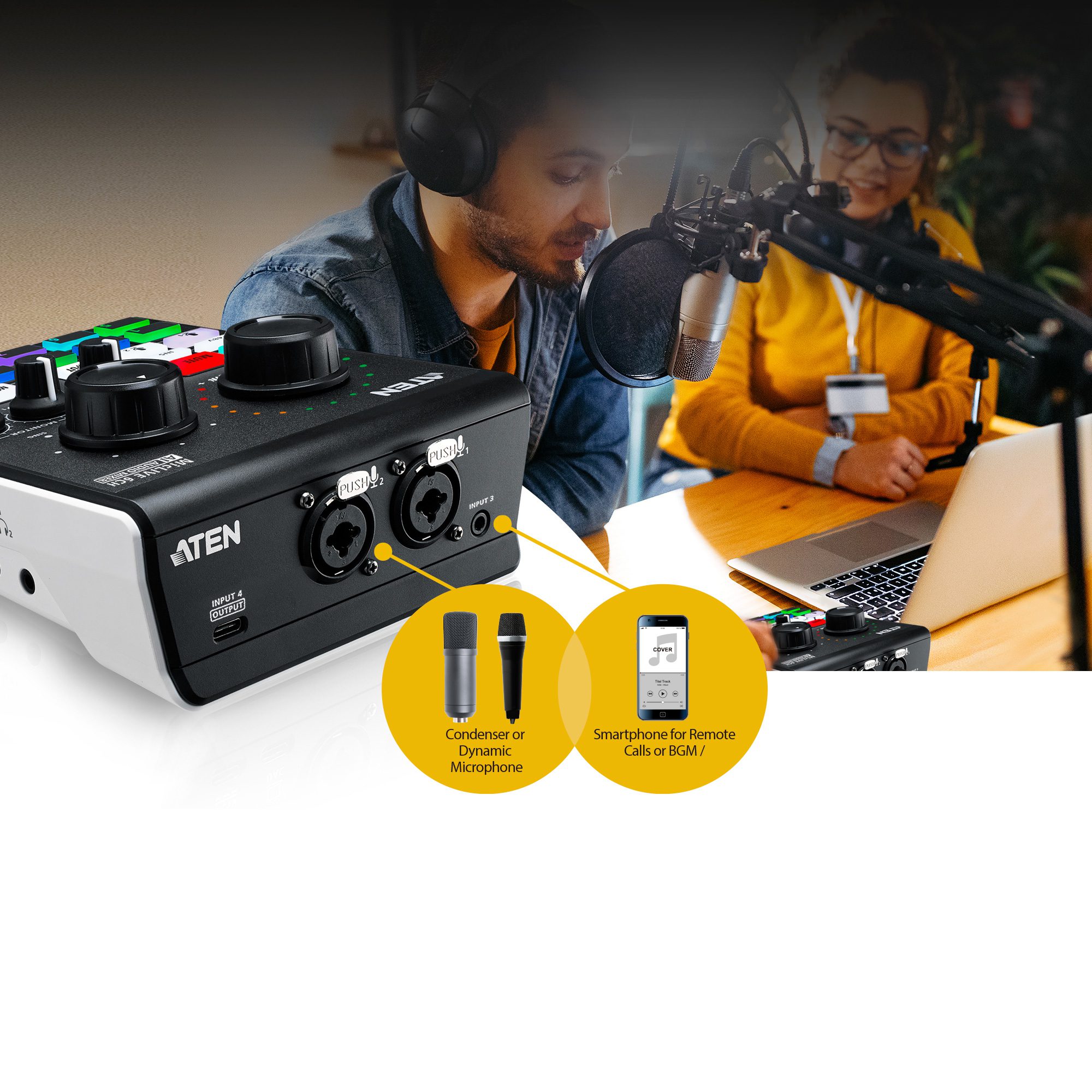 ATEN PODCAST AI AUDIO MIXER WITH 6-CH MICLIVE - Image 7