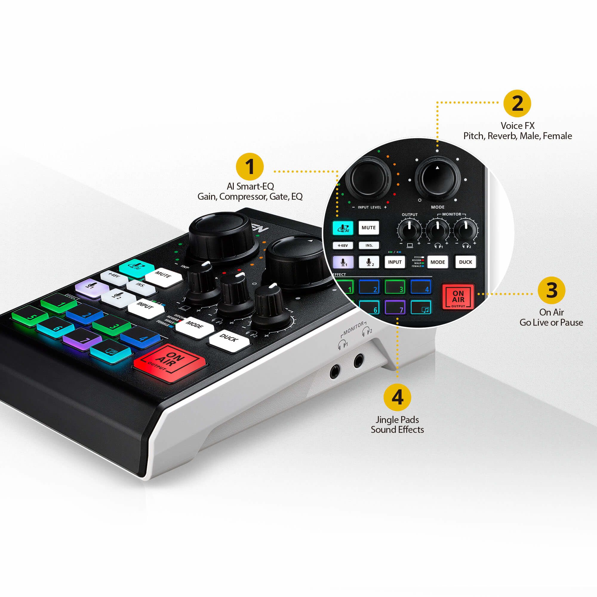 ATEN PODCAST AI AUDIO MIXER WITH 6-CH MICLIVE - Image 8