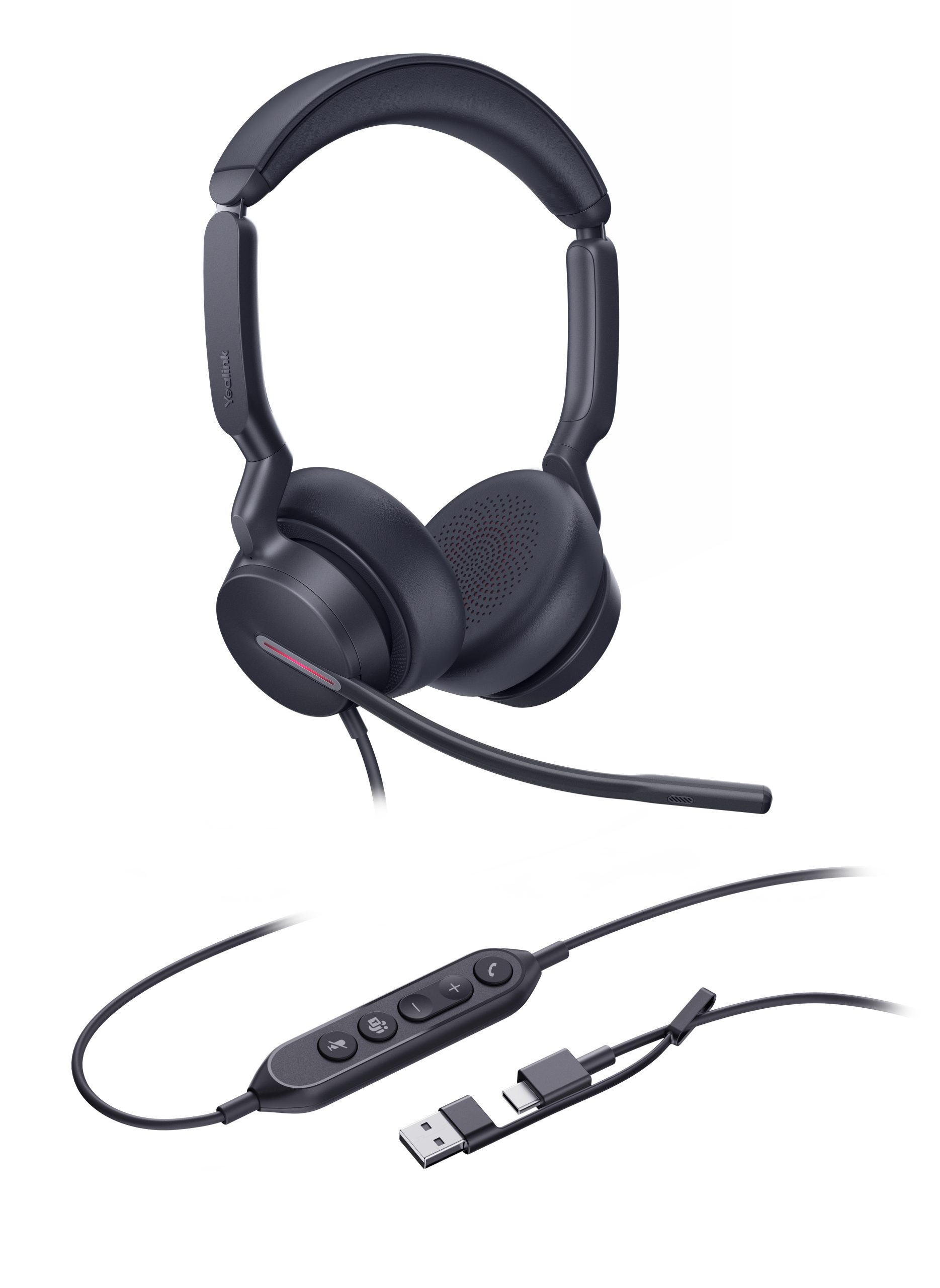 YEALINK WIRED (UH46) MS STEREOHEADSET,NOISE CANCELLING MIC, USB C NATIVE, C TO A ADAPTER - Image 2