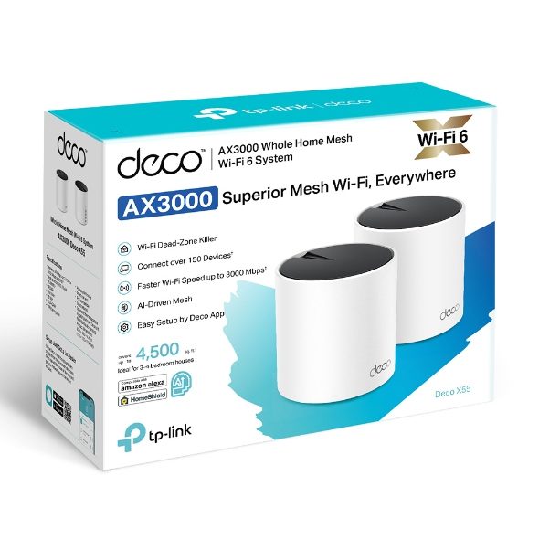 TP-Link Deco X55(2-pack) AX3000 Whole Home Mesh WiFi 6 Router, Dual-Band with Smart Antennas, MU-MIMO, HomeShield Security - Image 7