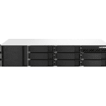 QNAP TS-864eU-RP-8G,8-bay short depth 12" rackmount NAS, Intel Celeron N5095 quad-core, 8 GB onboard not expandable, 8 x 3.5"/2.5" SATA 6Gb/s drive bays, 3 Yrs