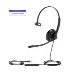 Yealink (UH34 Mono Teams) Microsoft Certified Teams USB Wired Headset, Mono, USB-A, Noise-Cancelling Mic & Leather Ear Cushion