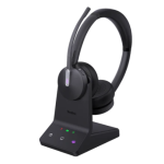 Yealink (WH64 Dual Teams) Microsoft Teams Certified  DECT Wireless Headset, Dual, 3-Mic Beamforming Noise Cancellation, Power Adapter, Carry Bag, Cables & Busyl