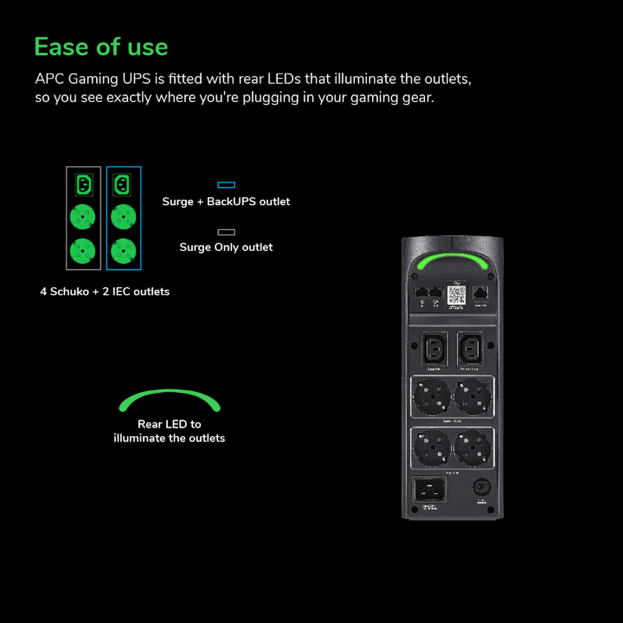 APC (BGM2200B) BACK-UPS PRO 2200VA/1320W, TOWER, 230V, 6X IEC, RGB, MIDNIGHT (BLACK) - Image 13
