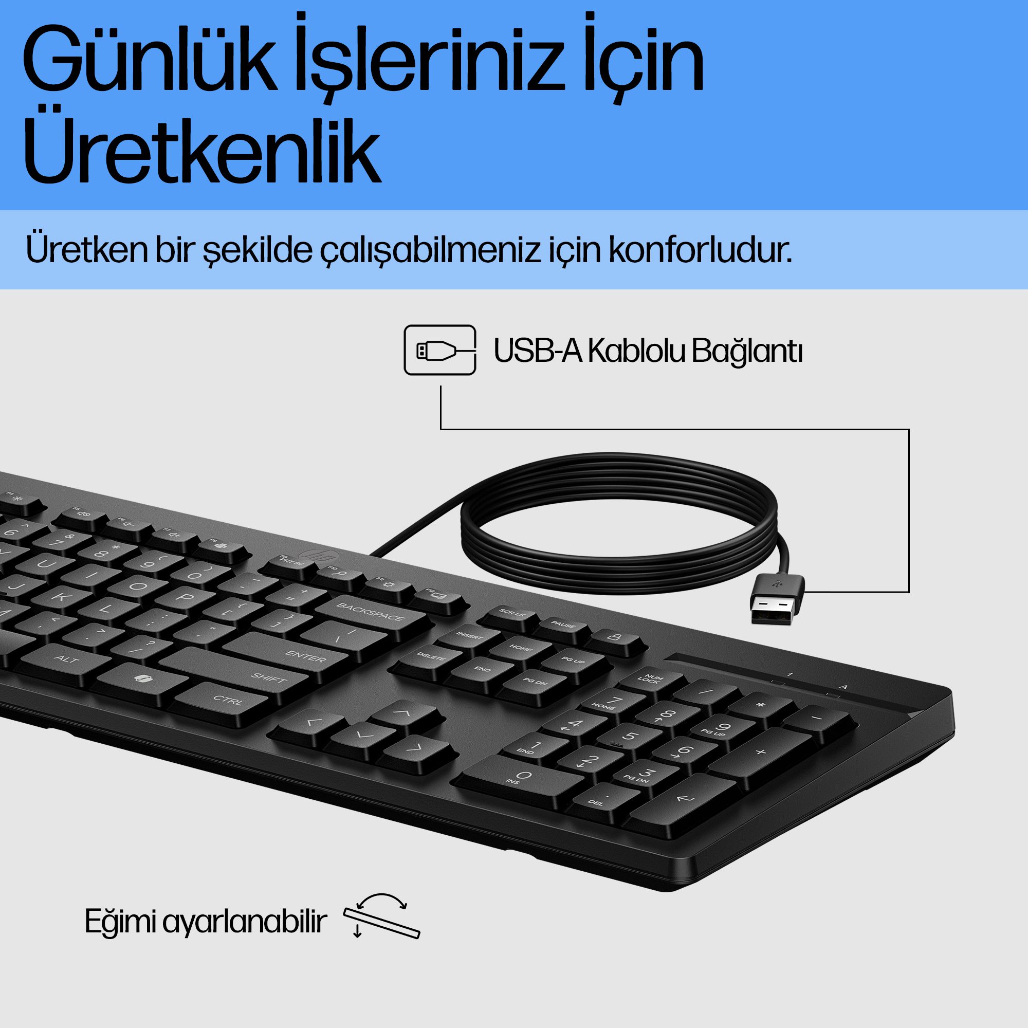 HP 125 Wired Keyboard - Compatible with Windows 10, Desktop PC, Laptop, Notebook USB Plug and Play Connectivity, Easy Cleaning 1YR WTY - Image 28