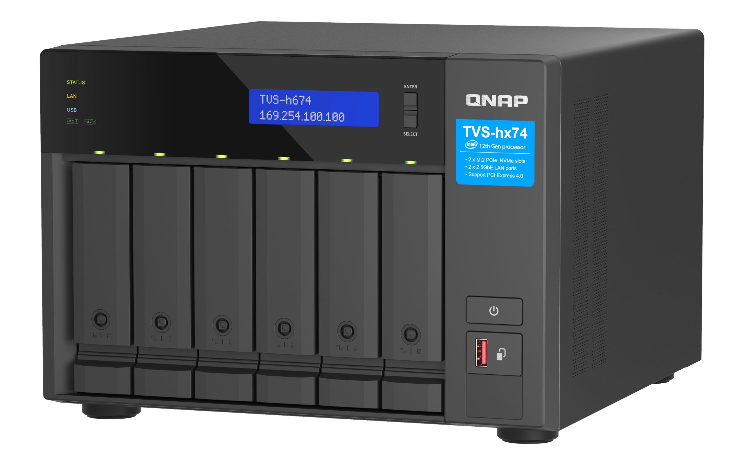 QNAP TVS-h674-i5-32G,6-bay QuTS hero NAS, Intel Core i5-12400 6-core/12-thread, up to 4.6GHz, 32GB SO-DIMM DDR4(max.128GB), 6 x 2.5"/3.5" SATA HDD/SSD, 3 Yrs - Image 6