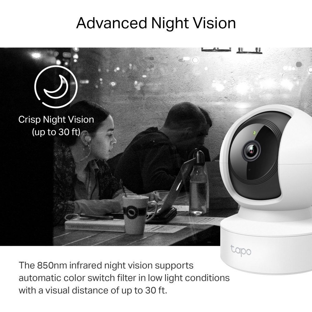TP-Link Tapo C212 Pan/Tilt Home Security Wi-Fi Camera, 2K (2304x1296), 2.4 GHz, Horizontal 360º, 1 × Ethernet Port,Local Storage through microSD Card - Image 6