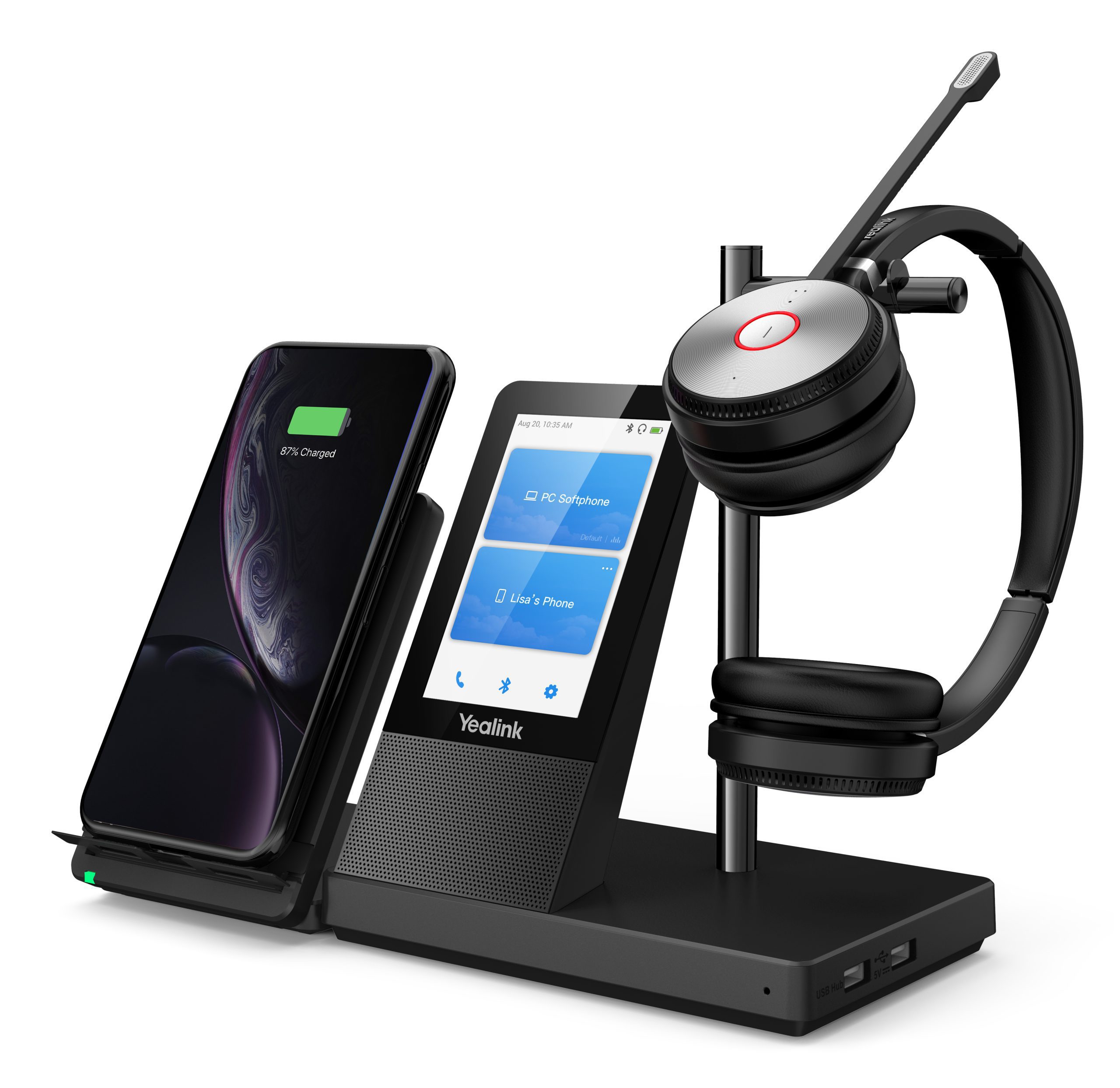 YEALINK DECT WIRELESS (WH66) UC DUAL HEADSET , 4" TOUCH SCREEN BASE , SPEAKERPHONE - Image 4