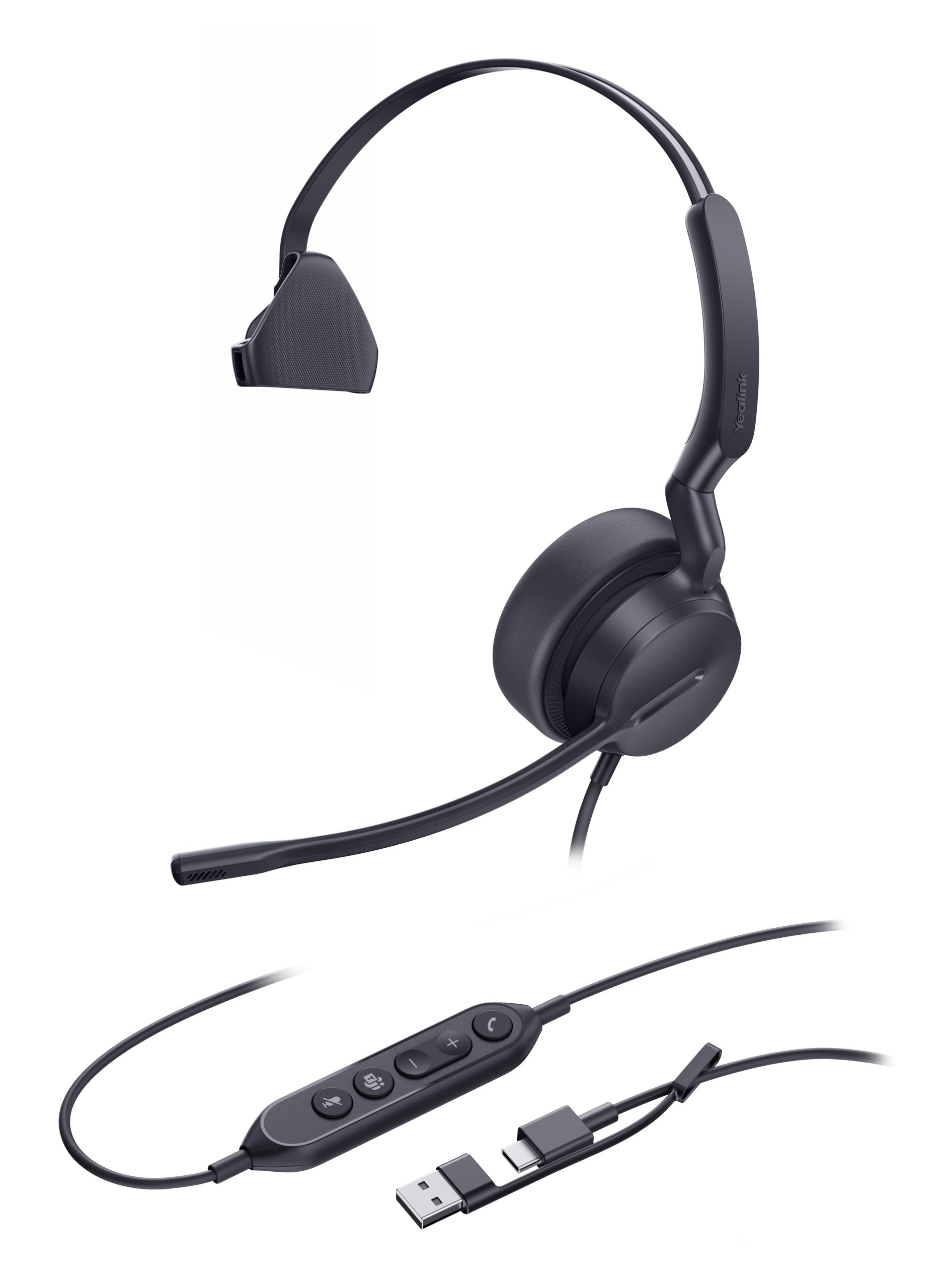 YEALINK WIRED (UH42) MS MONO HEADSET,LEATHER CUSHIONS,NOISE CANCELLING MIC,C TO A ADAPTER - Image 2