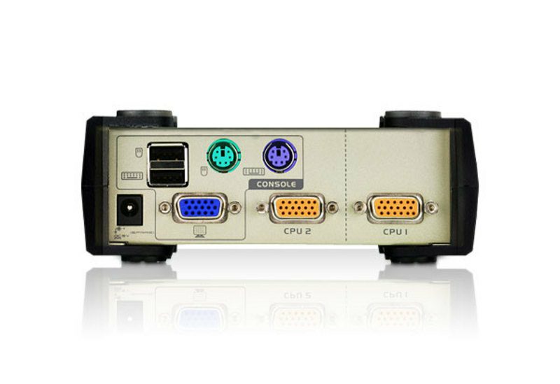 Aten Desktop KVM Switch 2 Port Single Display VGA, Both USB & PS/2 Options, Custom Cables Included, Selection Via Front Panel, - Image 3