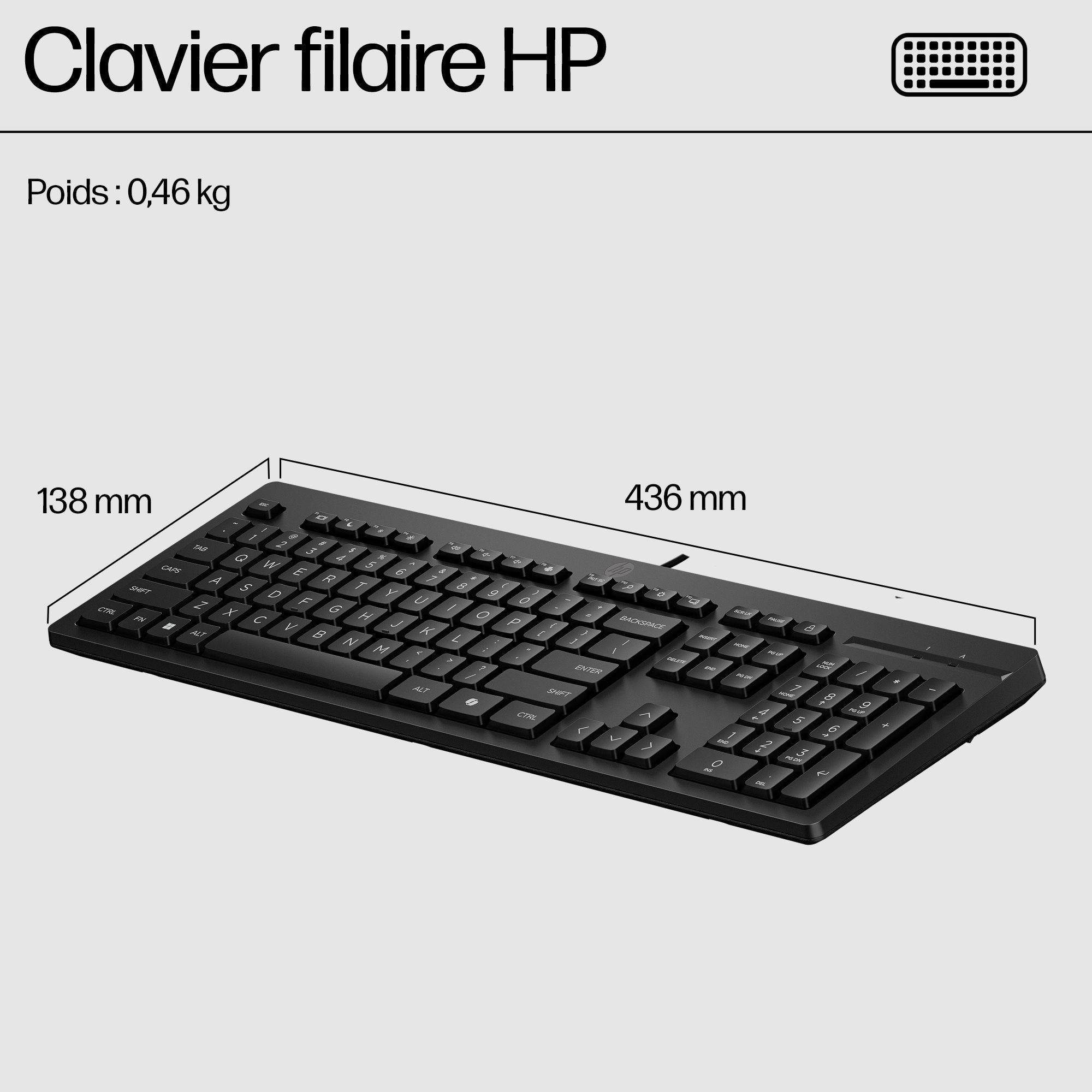 HP 125 Wired Keyboard - Compatible with Windows 10, Desktop PC, Laptop, Notebook USB Plug and Play Connectivity, Easy Cleaning 1YR WTY - Image 32
